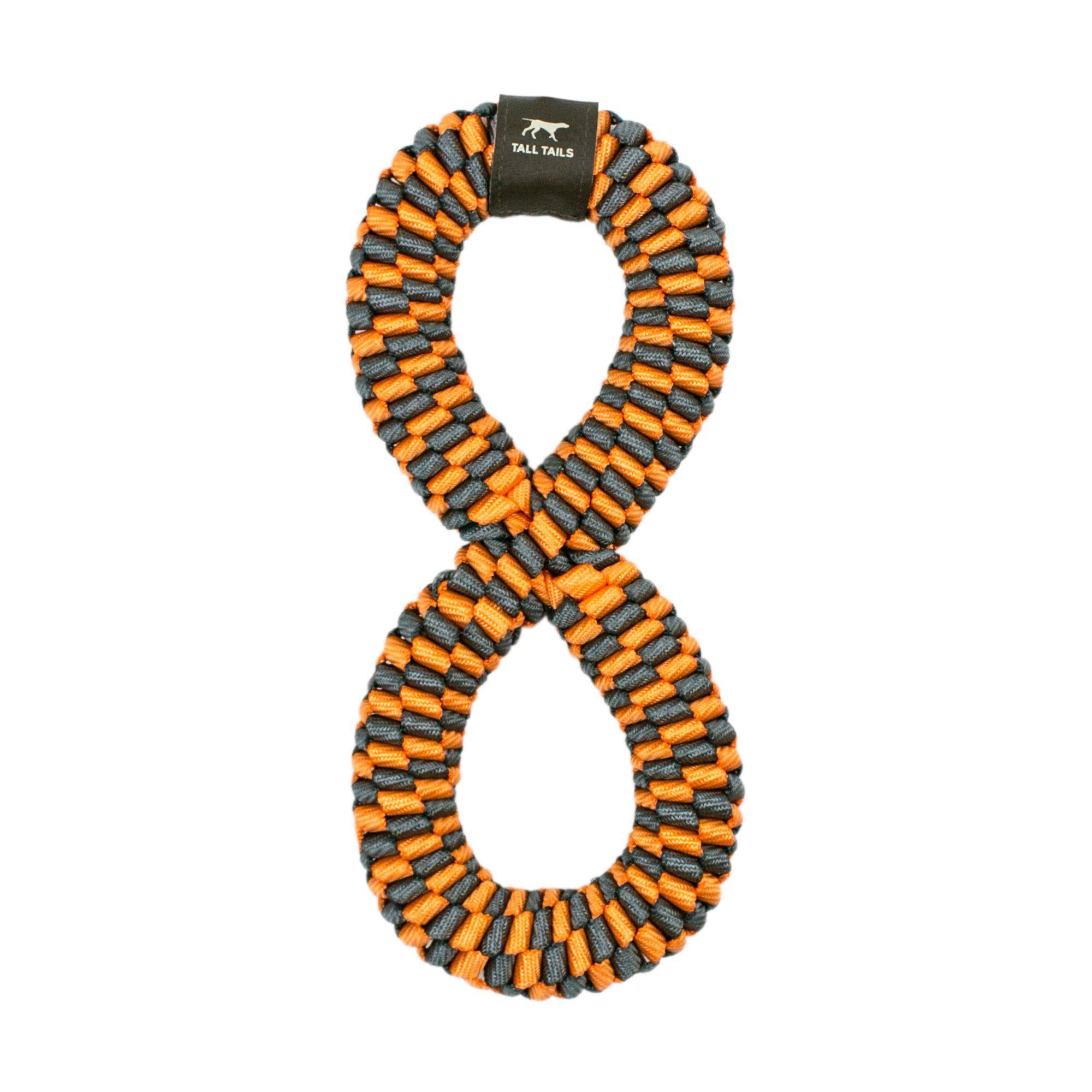 Braided 11 Infinity Dog Tug Toy - Durable Orange & Soft Grey Rope for Interactive Play, Training, and Chewing Fun - Perfect for Indoor & Outdoor Activities