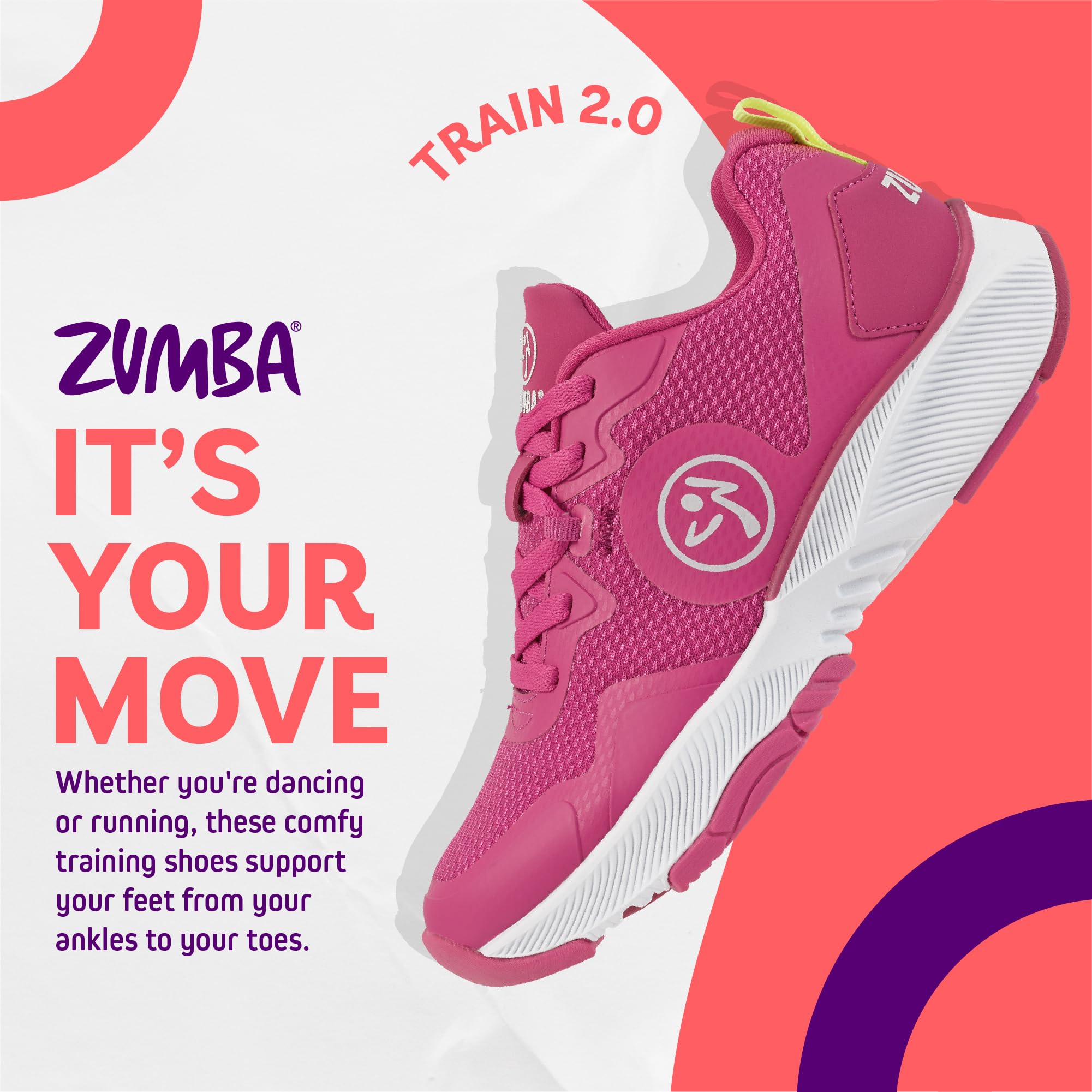 ZUMBA Women's Dance Sneakers for Cardio & Training - Lightweight Workout Shoes for Zumba, Aerobics & Fitness Classes (Ideal for Dance, Gym & Active Lifestyle)