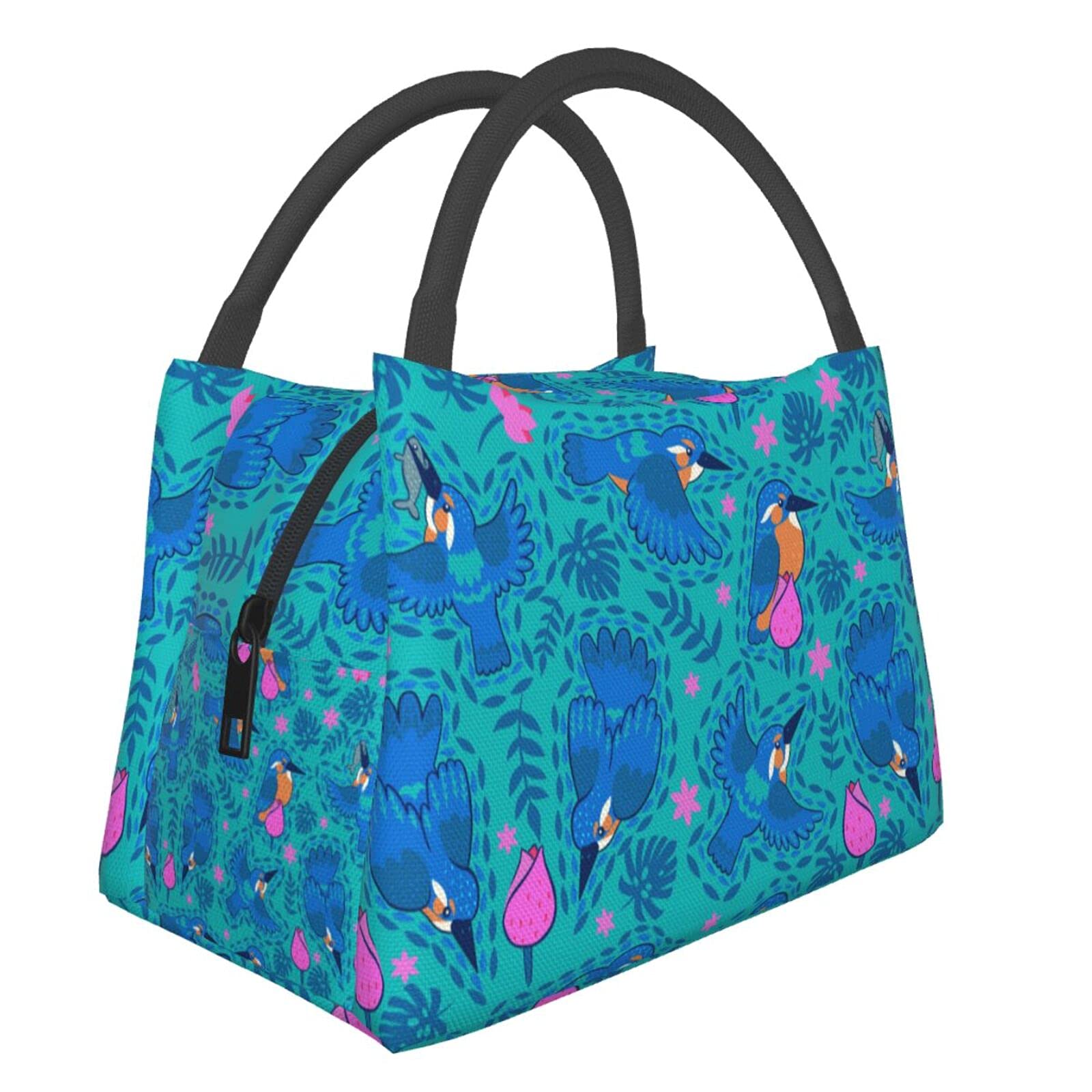 Stylish Hummingbird Insulated Lunch Bag for Women & Girls - Tropical Floral Design, Leakproof & Thermal - Perfect for Camping, Fishing, Travel & Office Lunch