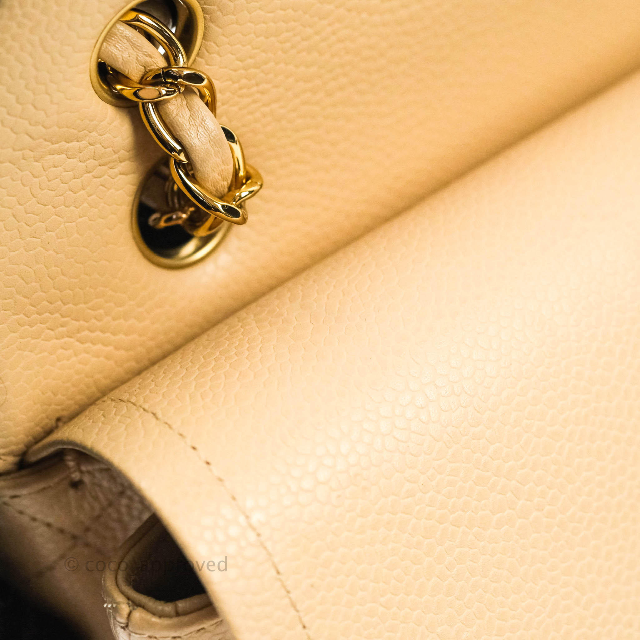 Chanel Classic M/L Medium Double Flap Bag in Beige Caviar Leather with Gold Hardware - Luxury Handbag for Women, Perfect for Work, Date Night & Special Occasions
