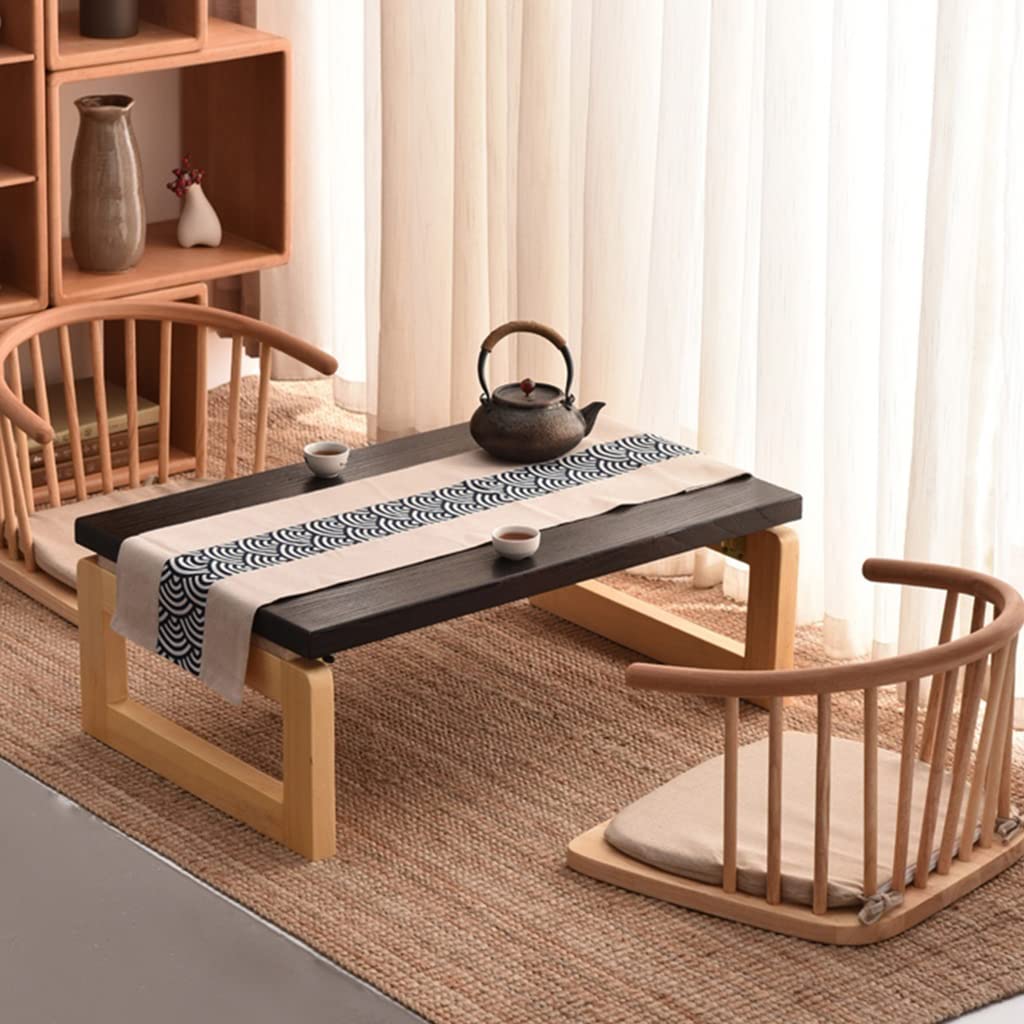 RebeSCo Folding Small Coffee Table - Japanese Style Low Tea Table for Living Room, Bedroom, Office - Compact Laptop Desk (Brown, 90x50x30cm) | Perfect for Small Spaces, Tea Ceremonies & Work from Home