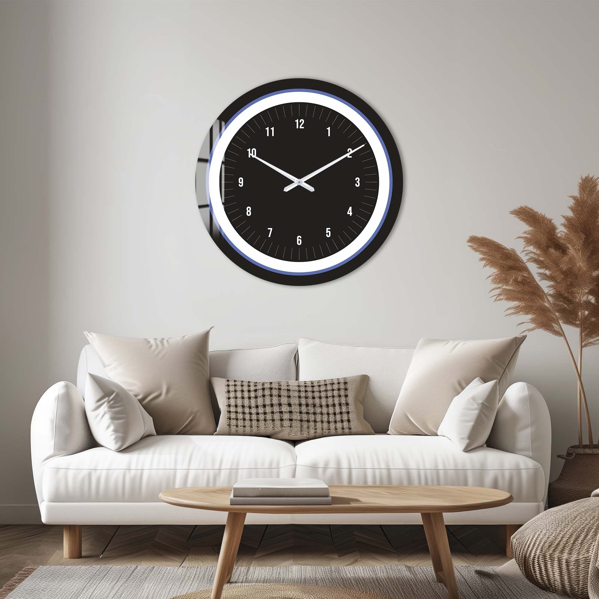 Sapphire Touch Glass Wall Clock - Elegant Modern Home Decor for Living Room, Bedroom & Office - Silent Non-Ticking Battery Operated Clock