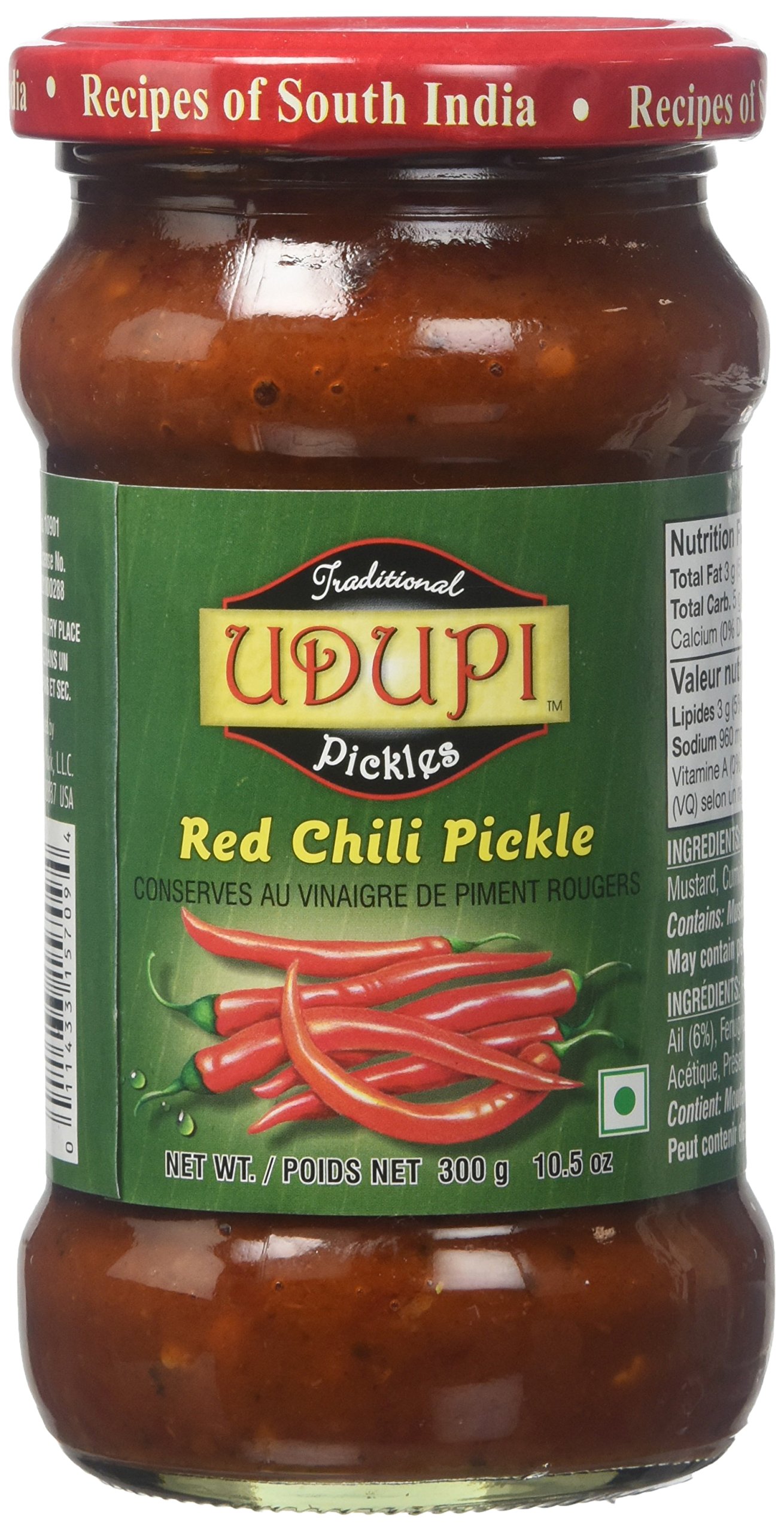 Spicy Udupi Red Chili Pickle - 300g | Authentic Indian Hot Pickle | Perfect for Sandwiches, Rice & BBQ | Vegan & Gluten-Free