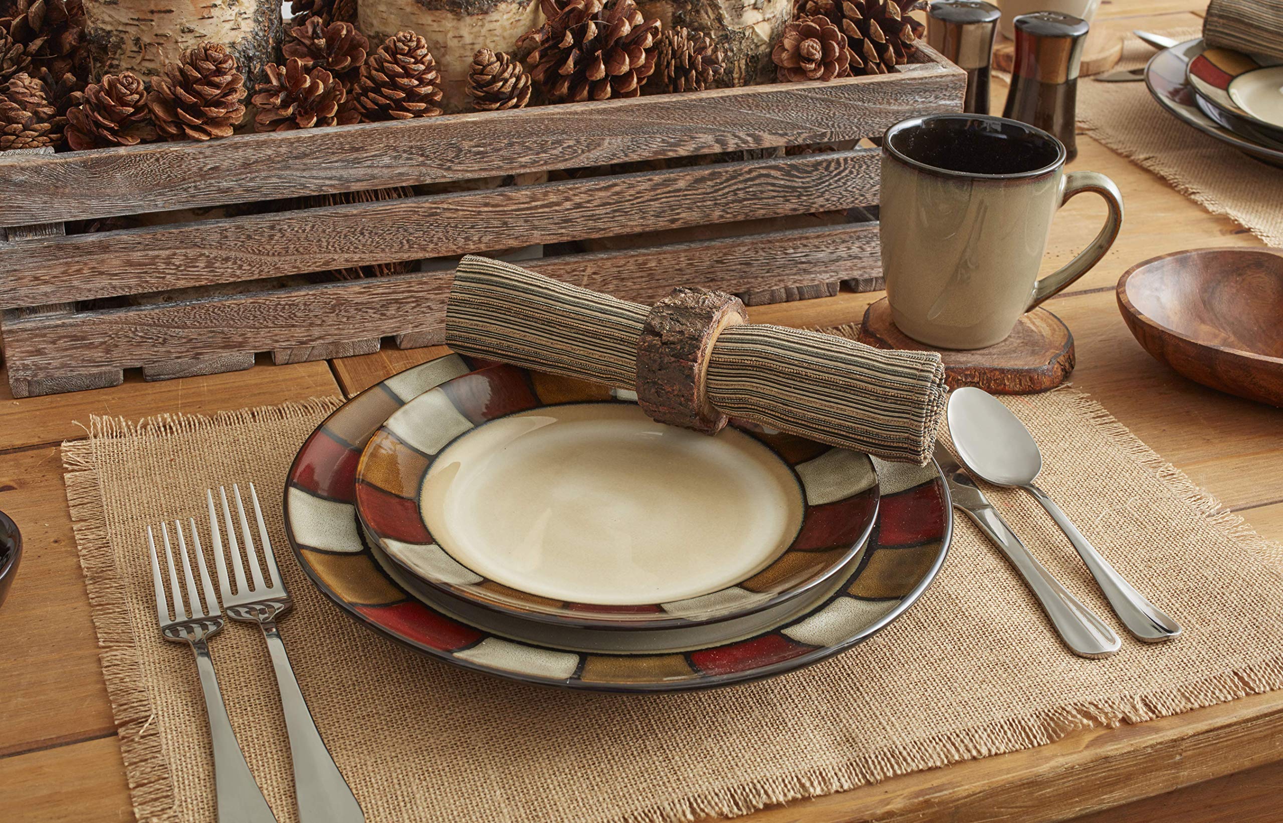 Pfaltzgraff Taos 16-Piece Stoneware Dinnerware Set for 4, Beige & Olive - Elegant Dinner Plates, Bowls & Mugs - Perfect for Family Dinners, Entertaining Guests & Everyday Use