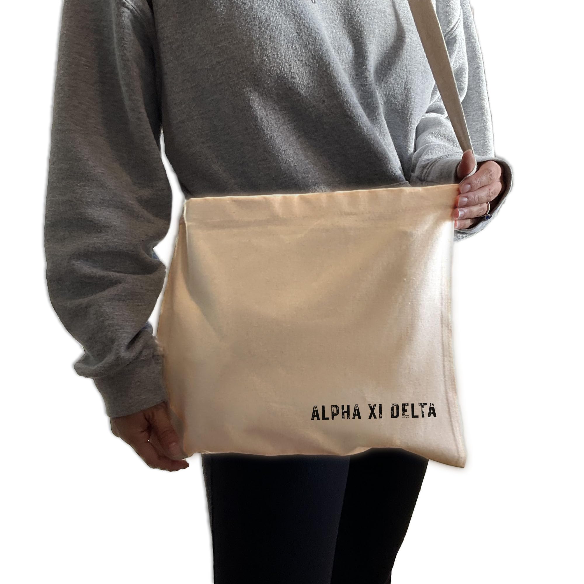 Sorority Messenger Tote Bag - Personalized Greek Letter Tote for College Sisters - Durable Cotton Market Bag for Sorority Events, Campus Life & Beach Outings