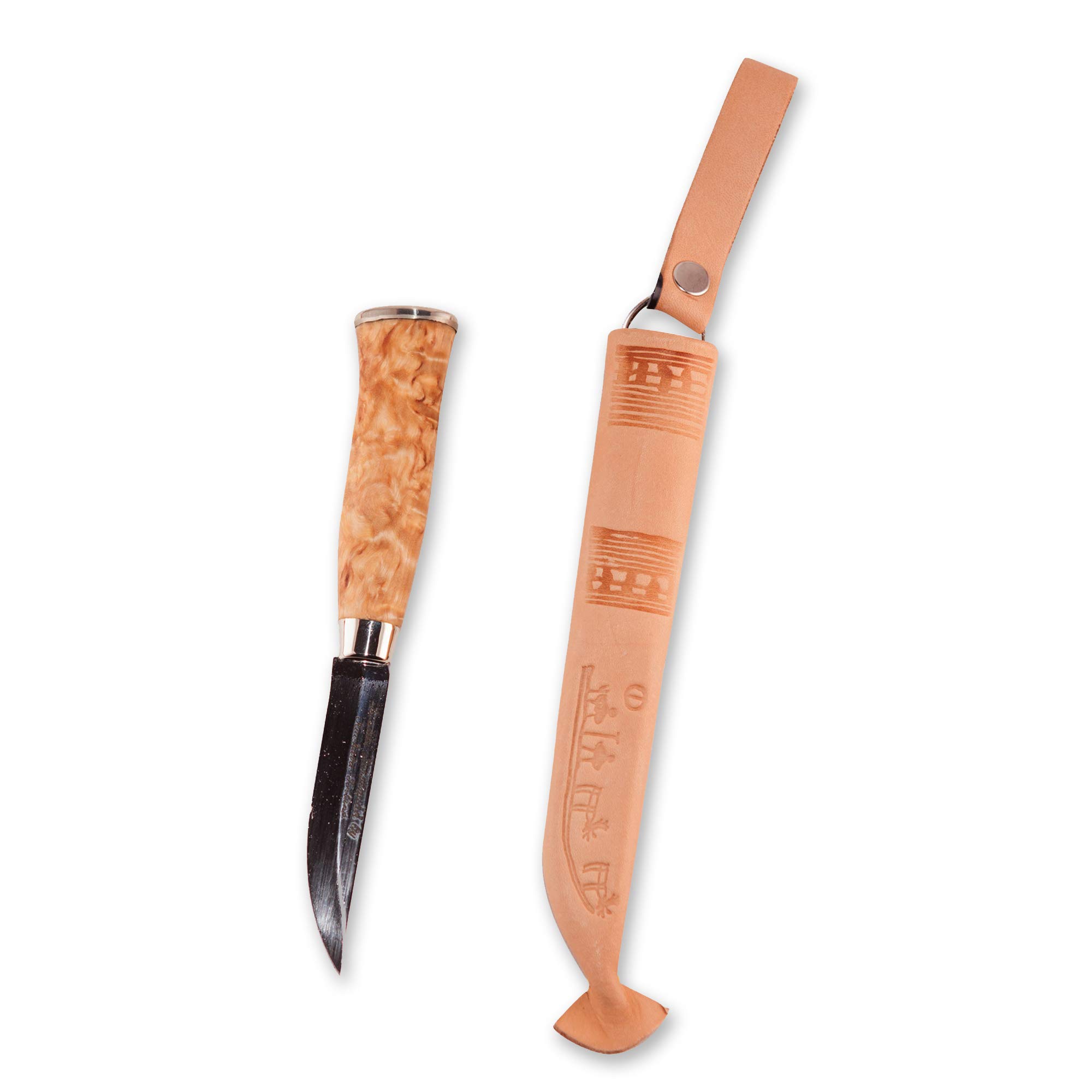 Original Finnish Puukko Knife 5223 Lappland - Small Handcrafted Carbon Steel Blade for Bushcraft, Camping & Outdoor Survival - Perfect Hunting & Wood Carving Tool
