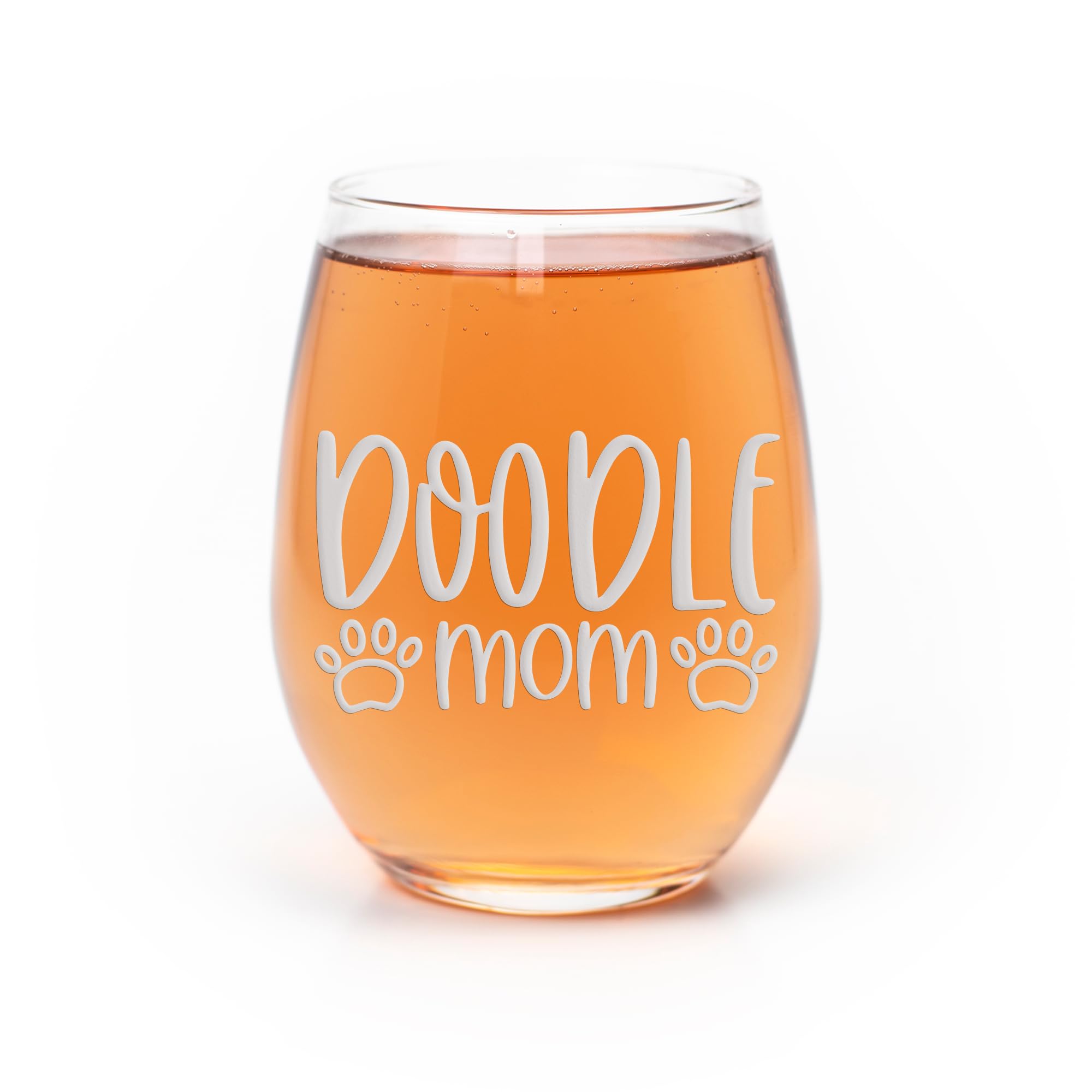 Doodle Dog Mom Stemless Wine Glass - Golden Doodle Gift for Dog Lovers, Personalized Dog Owner Present - Perfect for Birthday, Mother's Day & Wine Nights