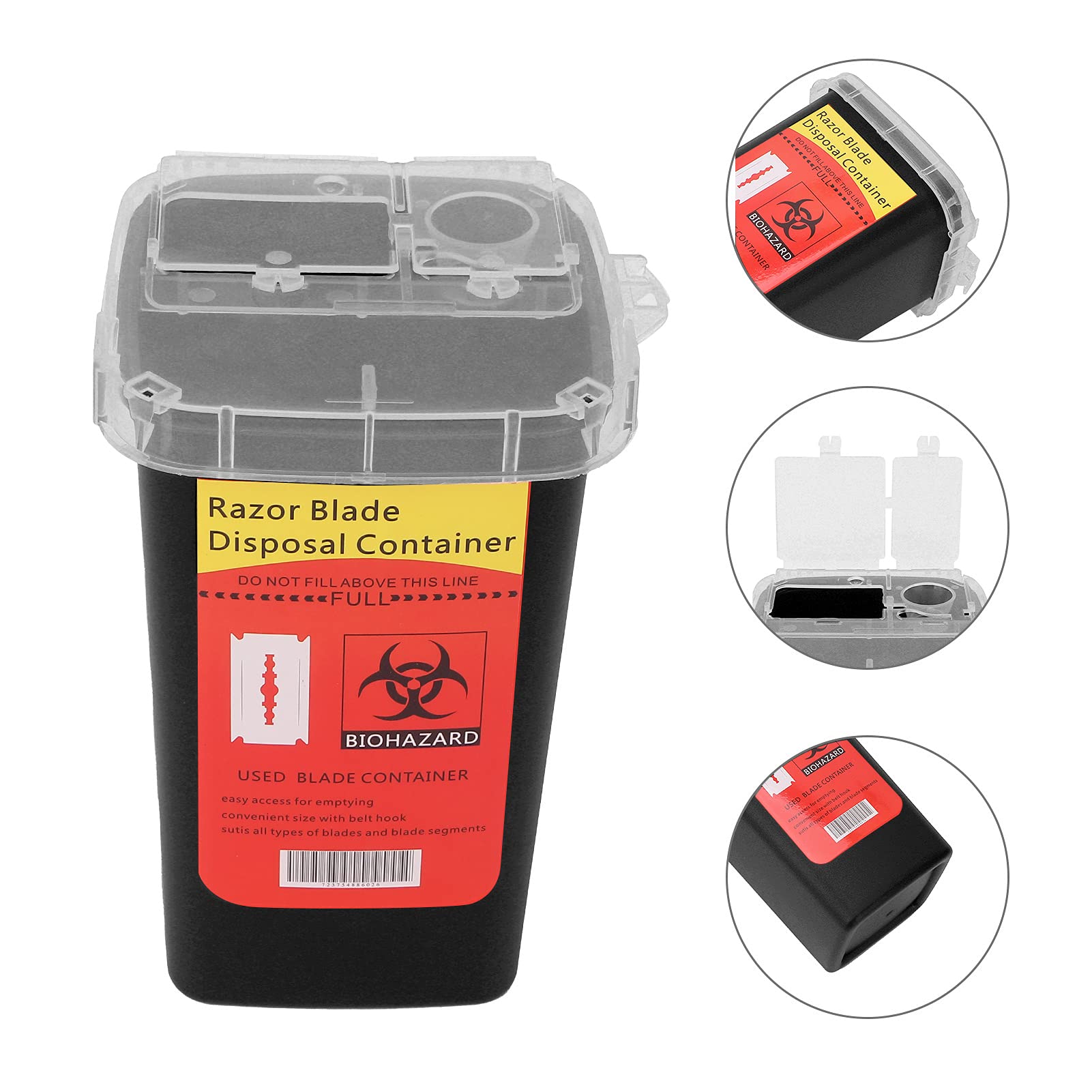Ubersweet® Needle Disposal Container - Non-Toxic, Odorless & High Hardness Blade Sharps Box for Tattoo, Beauty & Hair Salons (Black) | Safe Medical Waste Disposal for Needles, Razors & Sharp Tools
