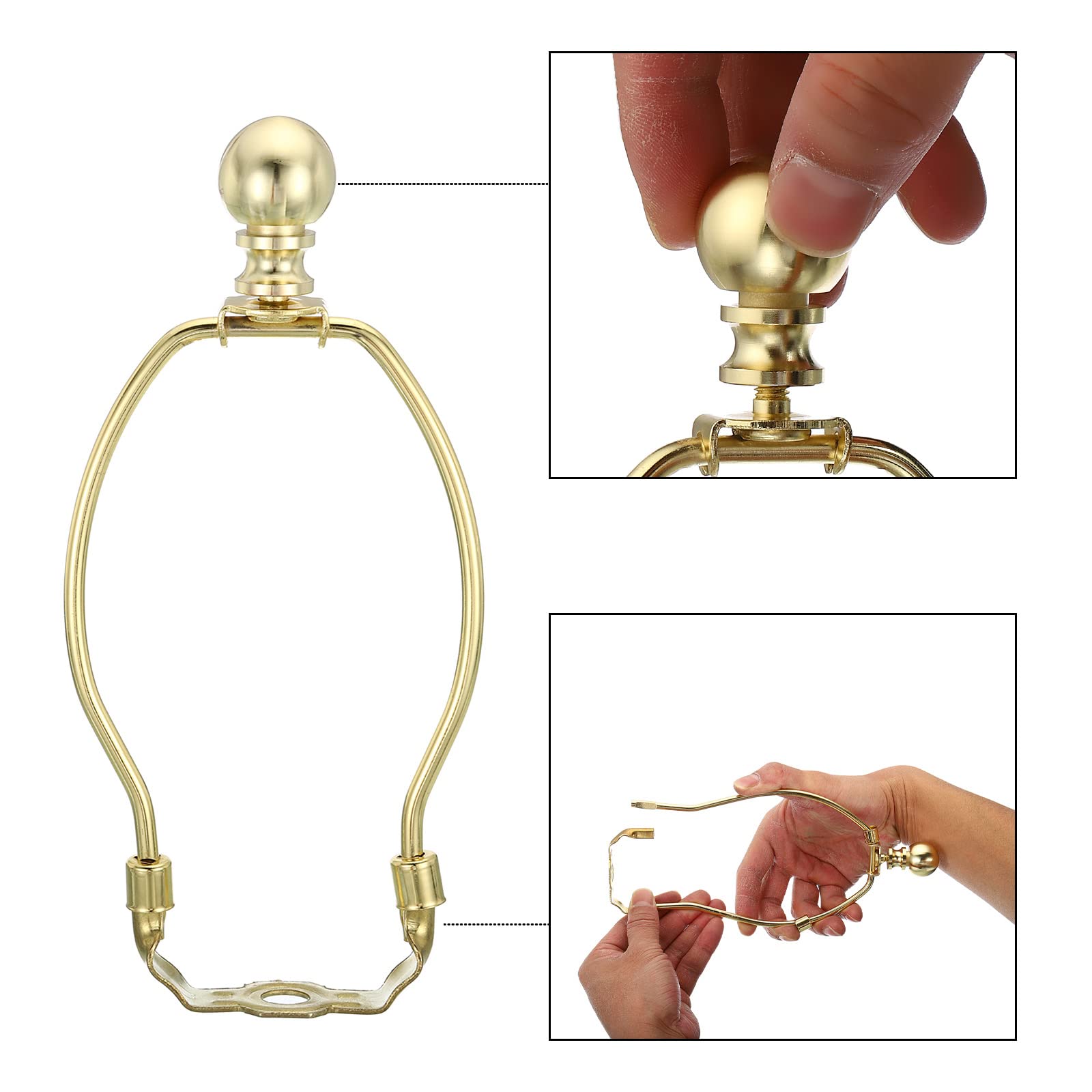 PATIKIL 6 Inch Gold Lamp Harp Kit with Finial - Detachable Shade Bracket Holder for DIY Table & Floor Lamps - Perfect for Home Office Decor and Lighting Projects