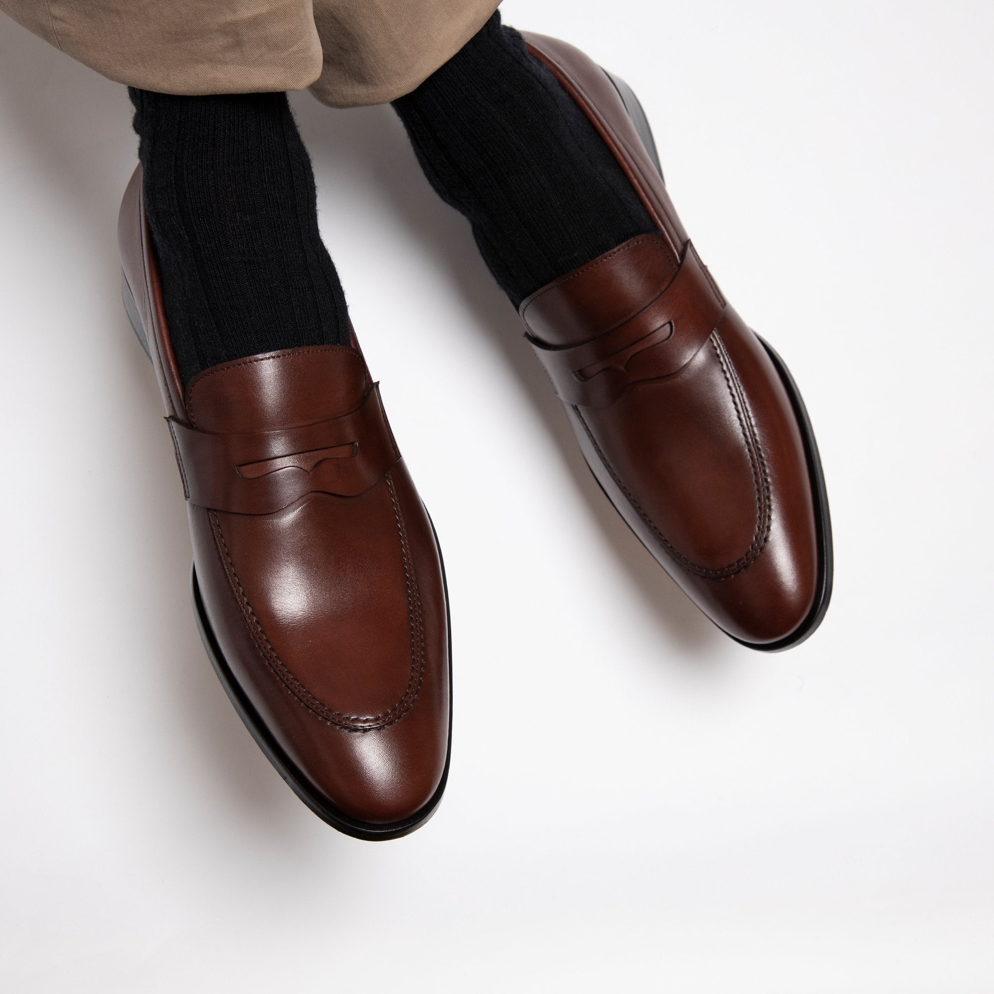 HENRY SARTORIAL Men's Campbell Loafers in Cherry Red - Comfortable Slip-On Dress Shoes for Business, Office & Formal Occasions