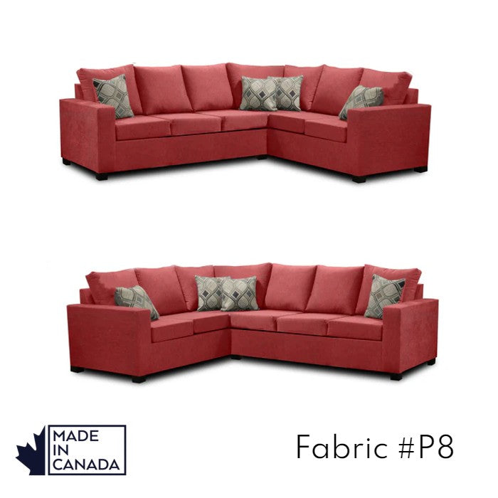 Canadian Made 3 x 2 Sectional Sofa with LHF/RHF Configuration - 17 Color Options for Living Room, Family Room & Home Theater Comfort