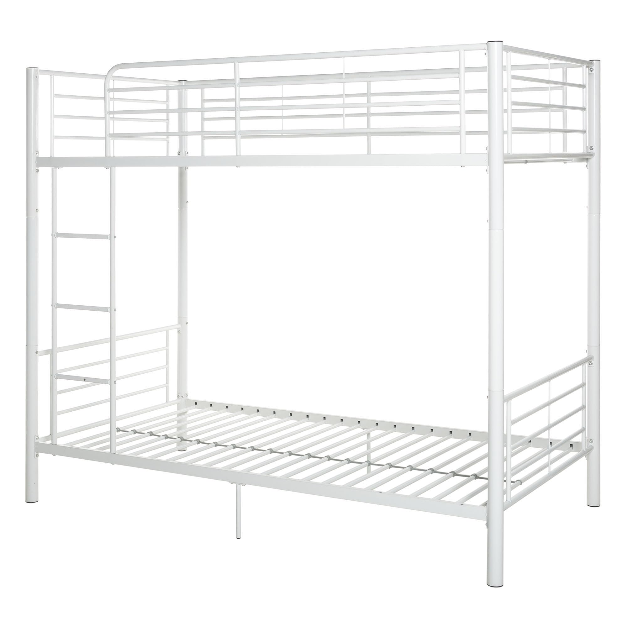 Walker Edison Elodie Urban Industrial Twin over Twin Metal Bunk Bed - Sturdy White Metal Frame for Kids & Teens - Perfect for Small Bedrooms, Dorms & Guest Rooms