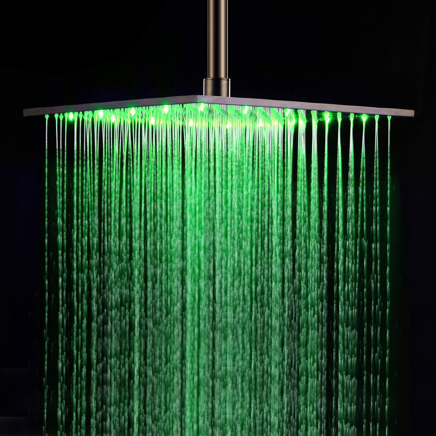 16 Inch Cascada Ceiling Mount Rainfall LED Shower Head with Shower Arm - Polished Chrome Finish for Luxurious Spa-Like Bathroom Experience