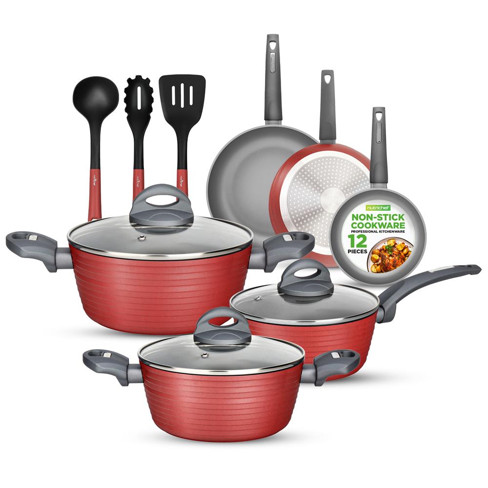 Premium 10-Piece Non-Stick Cookware Set for Home Kitchen - Pots & Pans with Glass Lids - Induction Compatible - Perfect for Frying, Boiling, and Everyday Cooking