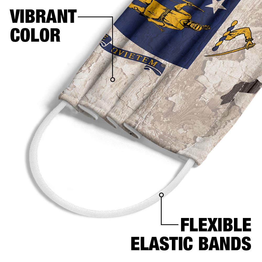 Popfunk Rustic Massachusetts State Flag USA 1-Ply Reusable Face Mask - Unisex Cotton Face Covering for Men & Women - Perfect for Outdoor Activities, Travel & Daily Protection