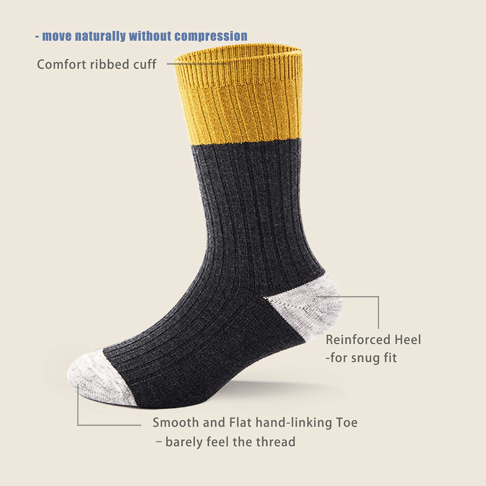 HowJoJo Boys Wool Socks - 6 Pack Kids Winter Warm Thermal Crew Socks for Boys - Perfect for School, Outdoor Activities & Cold Weather Comfort
