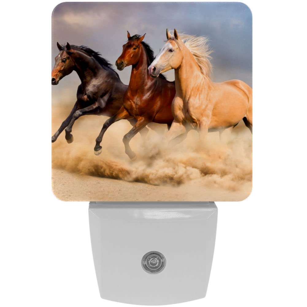 LED Horse Galloping Night Light with Dusk to Dawn Sensor - White Plug-in Wall Decor for Kids' Bedroom, Bathroom & Kitchen | Perfect Nightlight for Children's Rooms, Hallways & Nurseries