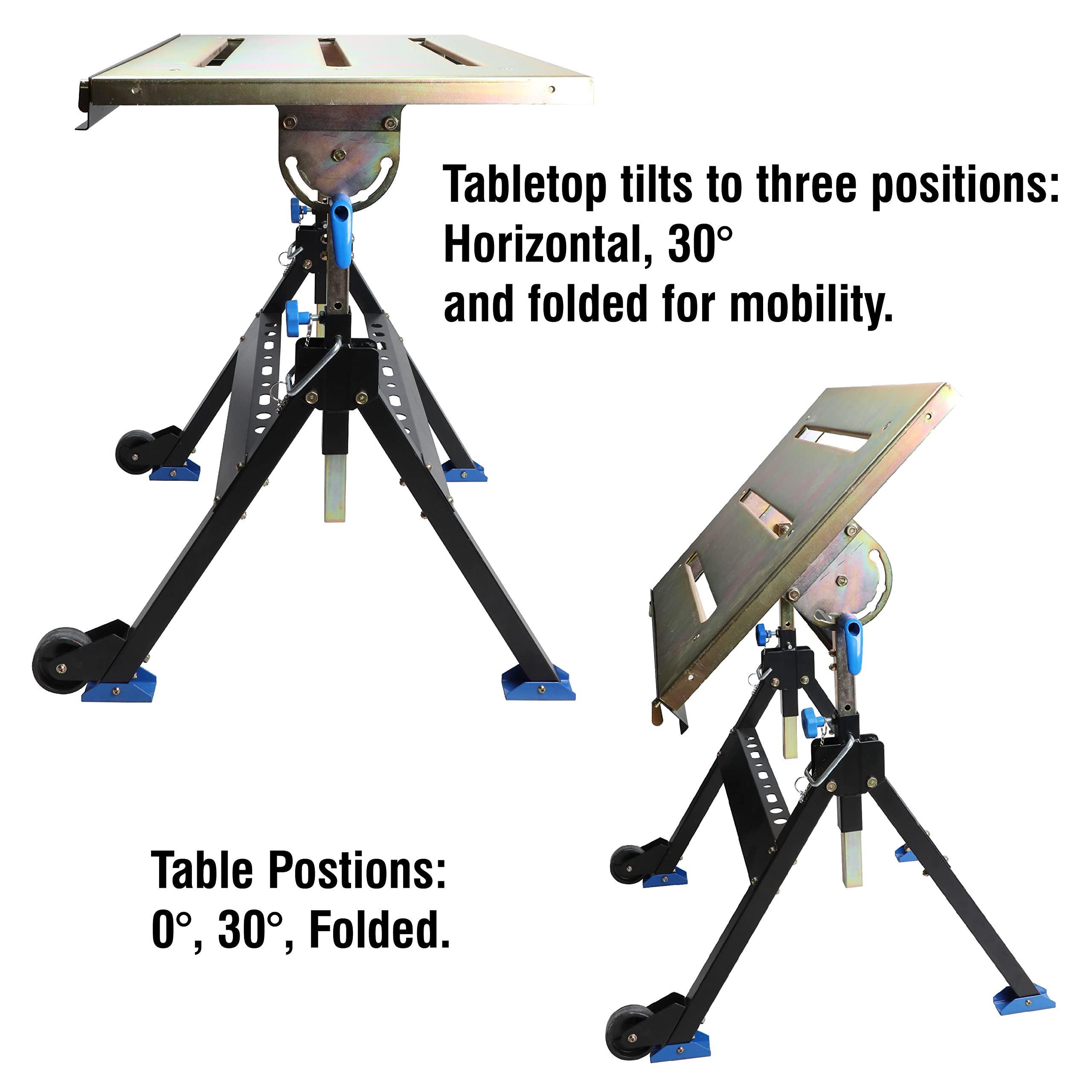 Olympia Tools Adjustable Welding Table with Wheels - Portable Steel Stand Workbench 30