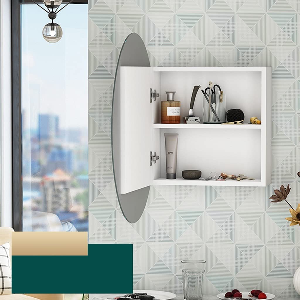 Wall-Mounted Round Bathroom Storage Cabinet with Mirror - Space Saving Vanity Organizer for Makeup & Cosmetics - Perfect for Bedroom, Bathroom & Dressing Room Organization