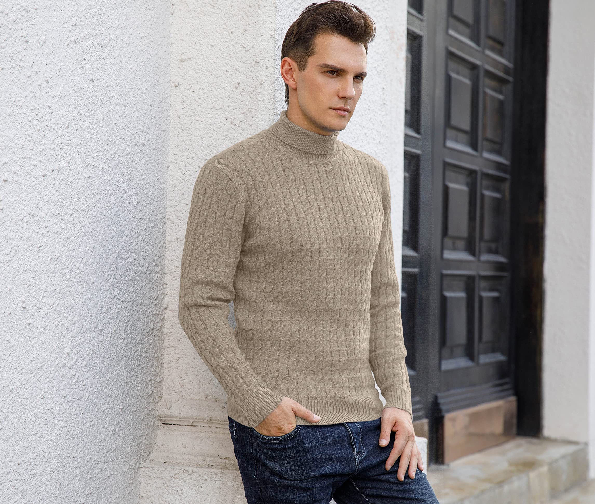 Sailwind Men's Twisted Knit Turtleneck Sweater - Soft Casual Pullover Winter Sweater for Men | Cozy Office Wear & Fall Layering Essential