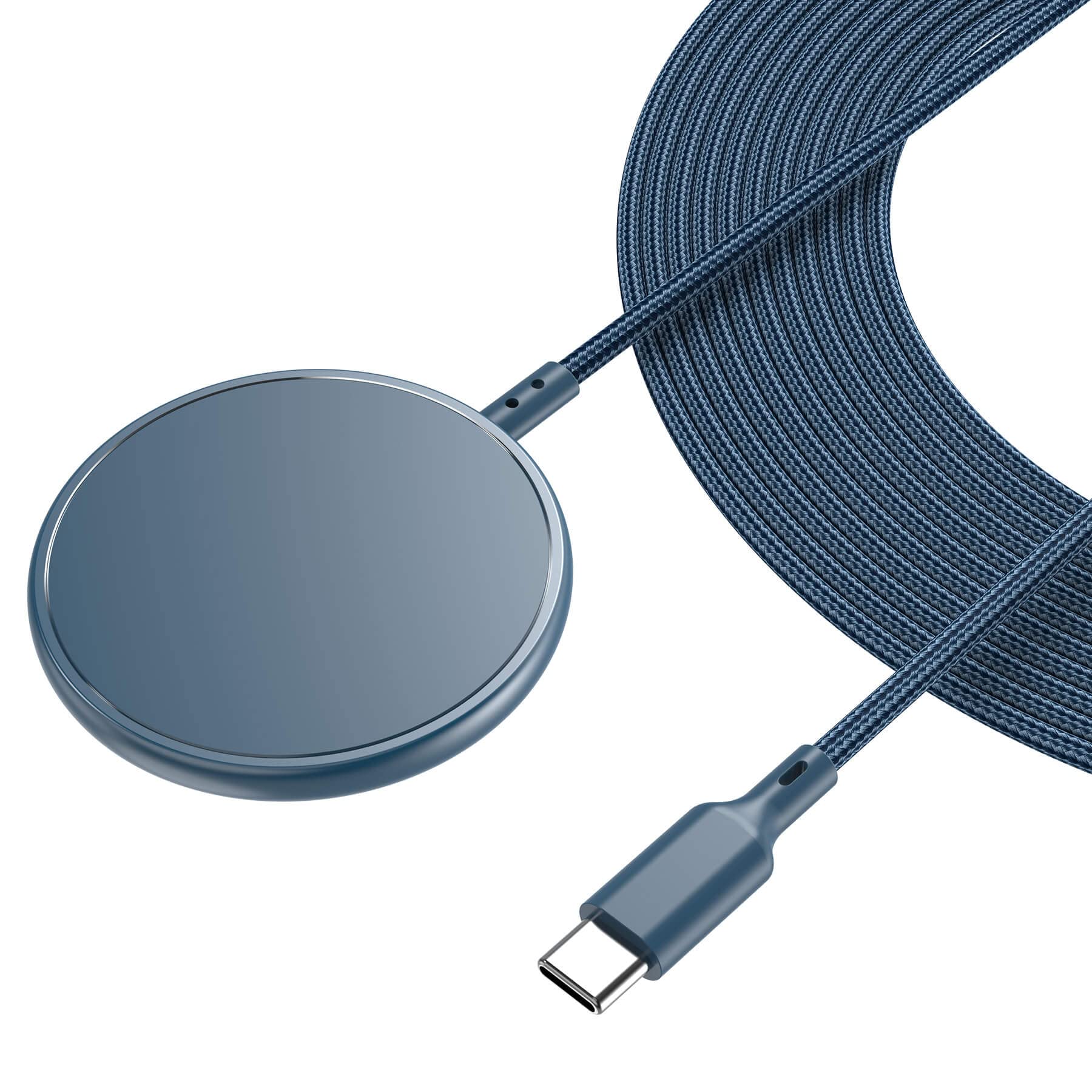 ZEROLEMON 10ft Magnetic Wireless Charger - Fast Qi Wireless Charging Pad Compatible with iPhone 14/14 Plus/14 Pro Max, iPhone 13/12 Mini/12 Pro Max & AirPods | MagSafe Alternative | Durable Rugged Blue Design | Perfect for Home, Office & Car Charging