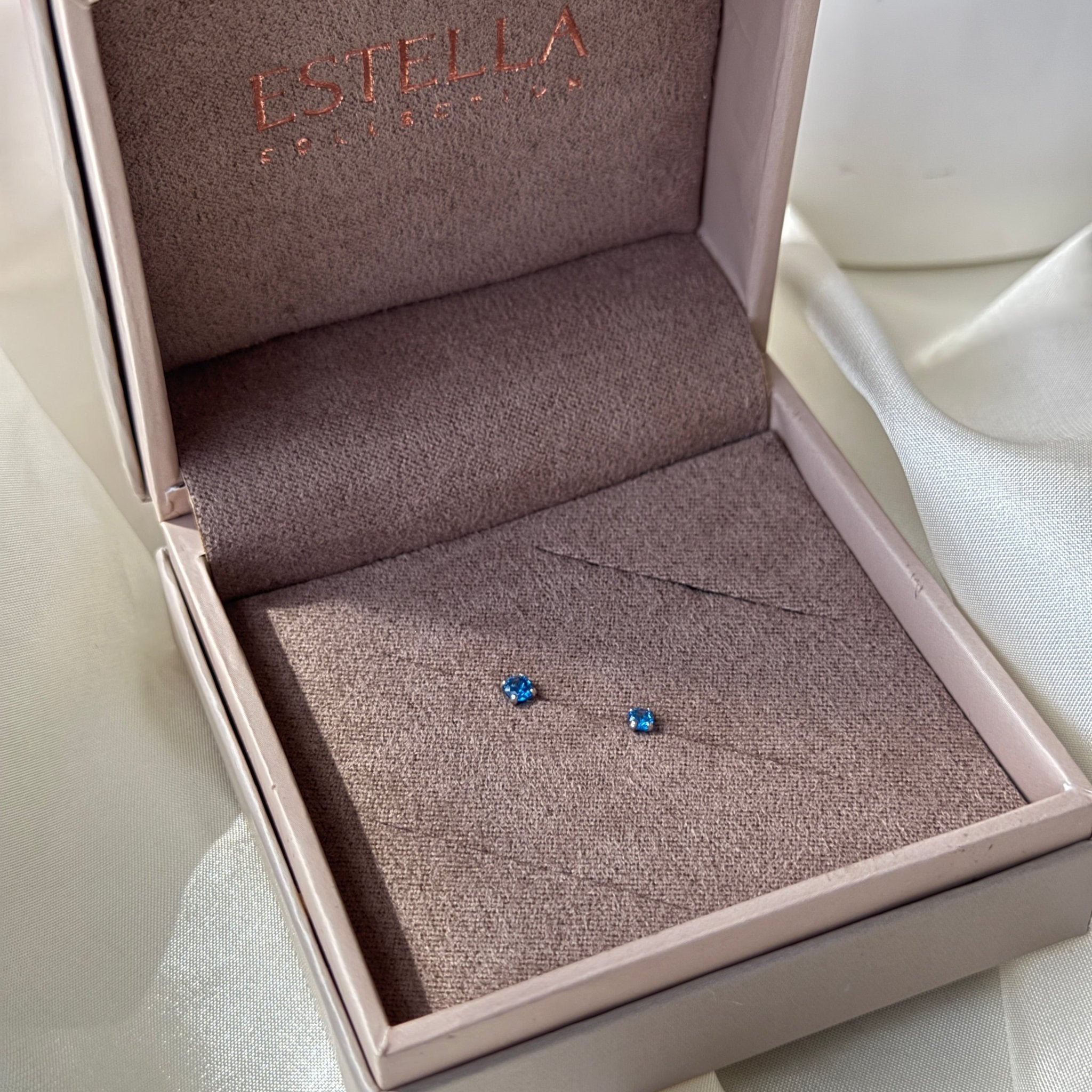 14k Yellow Gold Blue Topaz Cartilage Flat Back Stud Earrings - Perfect for Daily Wear, Gifts & Special Occasions