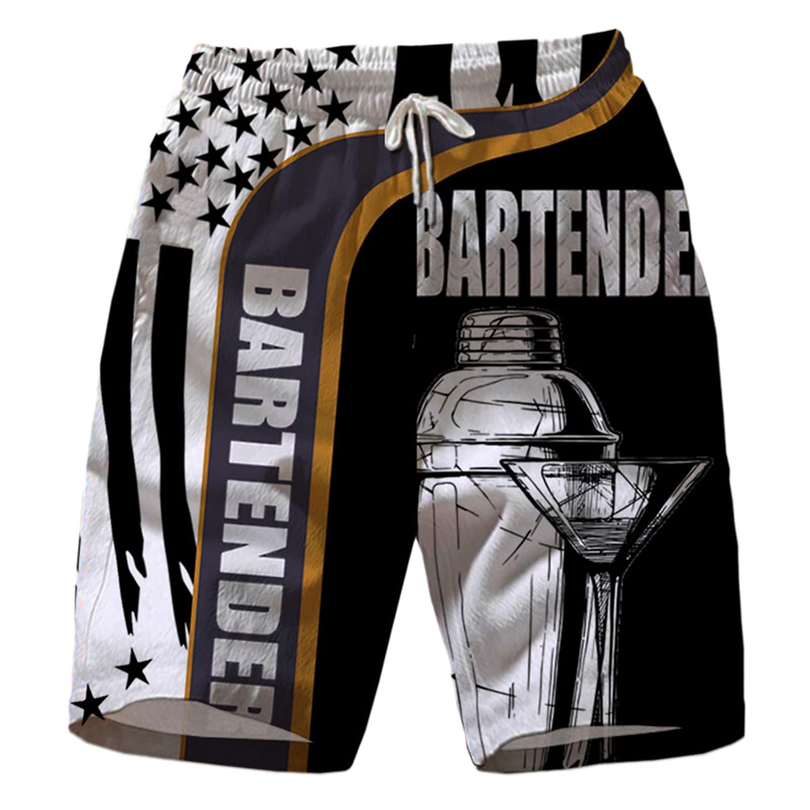 Quick-Dry Digital Print Men's Summer Shorts - Breathable Board Shorts for Swimming, Beach & Casual Wear | Independence Day Patriotic Style
