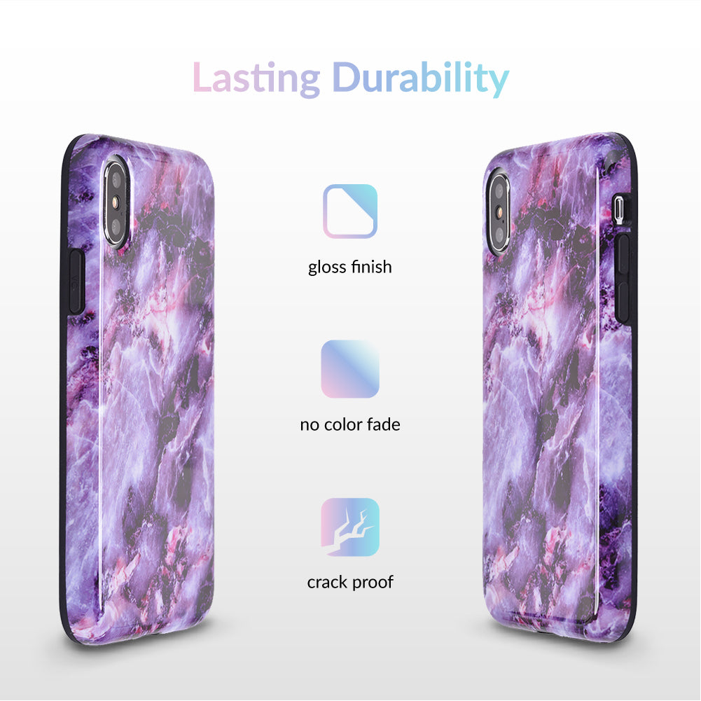 Premium Purple Stone Marble iPhone Case - Elegant & Durable Protective Cover for iPhone [Model Numbers] - Perfect for Work, Travel & Everyday Use