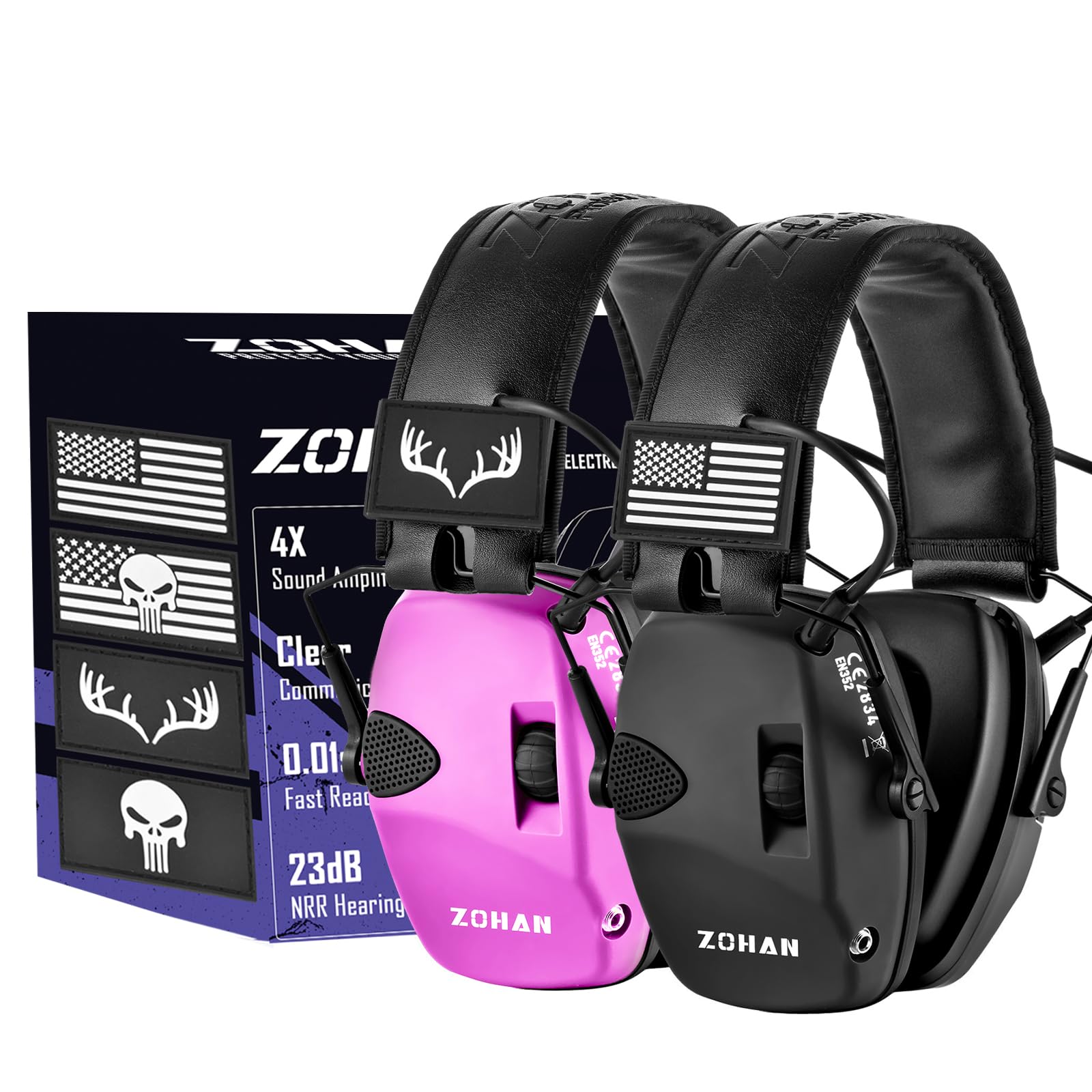 ZOHAN Electronic Shooting Earmuffs - NRR 23dB Noise Reduction Hearing Protection for Shooting Range, Hunting & Outdoor Sports | Gun Range Ear Protection Headphones for Men & Women