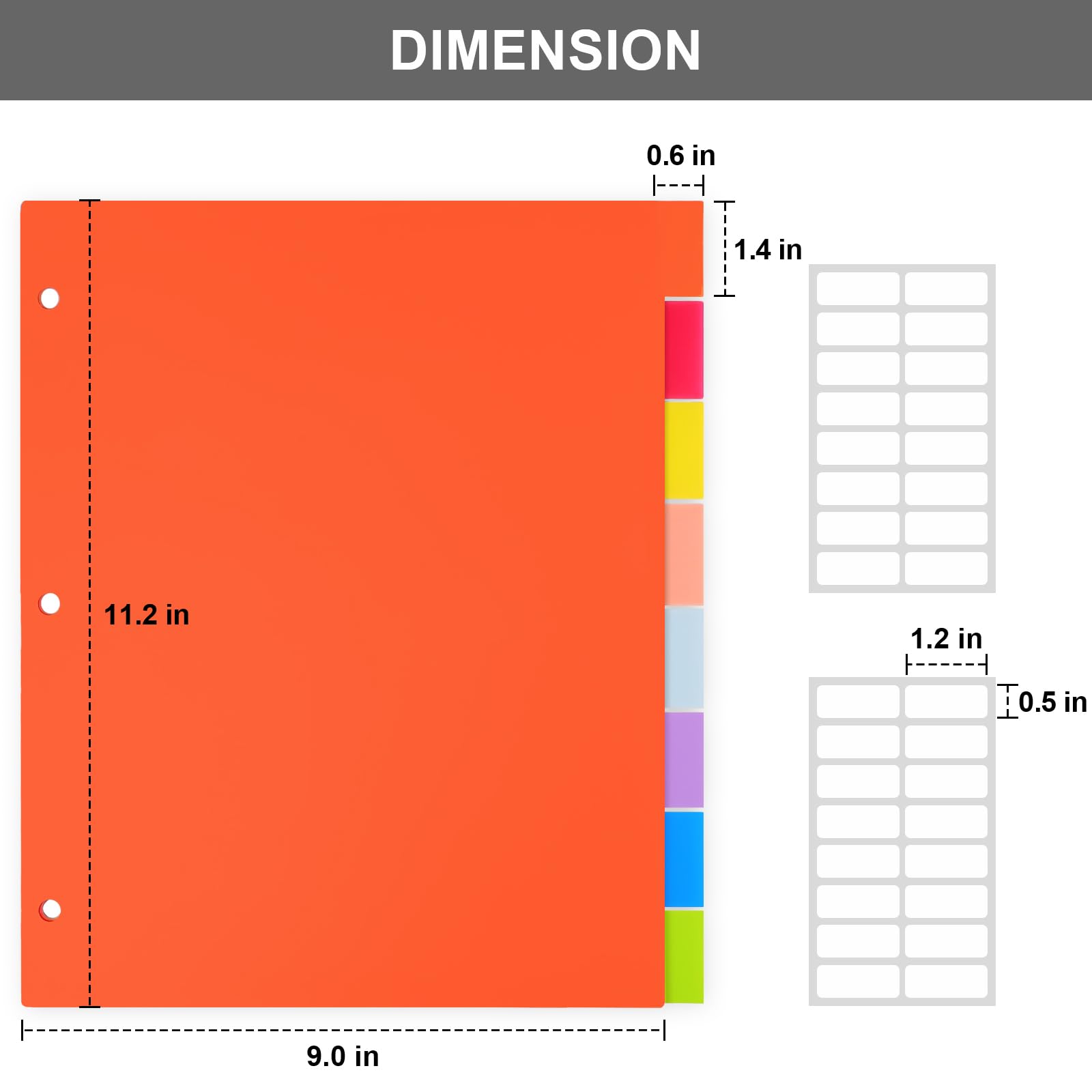 16-Piece Multicolor 3-Ring Binder Dividers with Tabs - 2 Sets of 8 Tab Dividers for Organizing School, Office & Home Documents - Durable Plastic Page Dividers for Notebooks, Files & Presentations