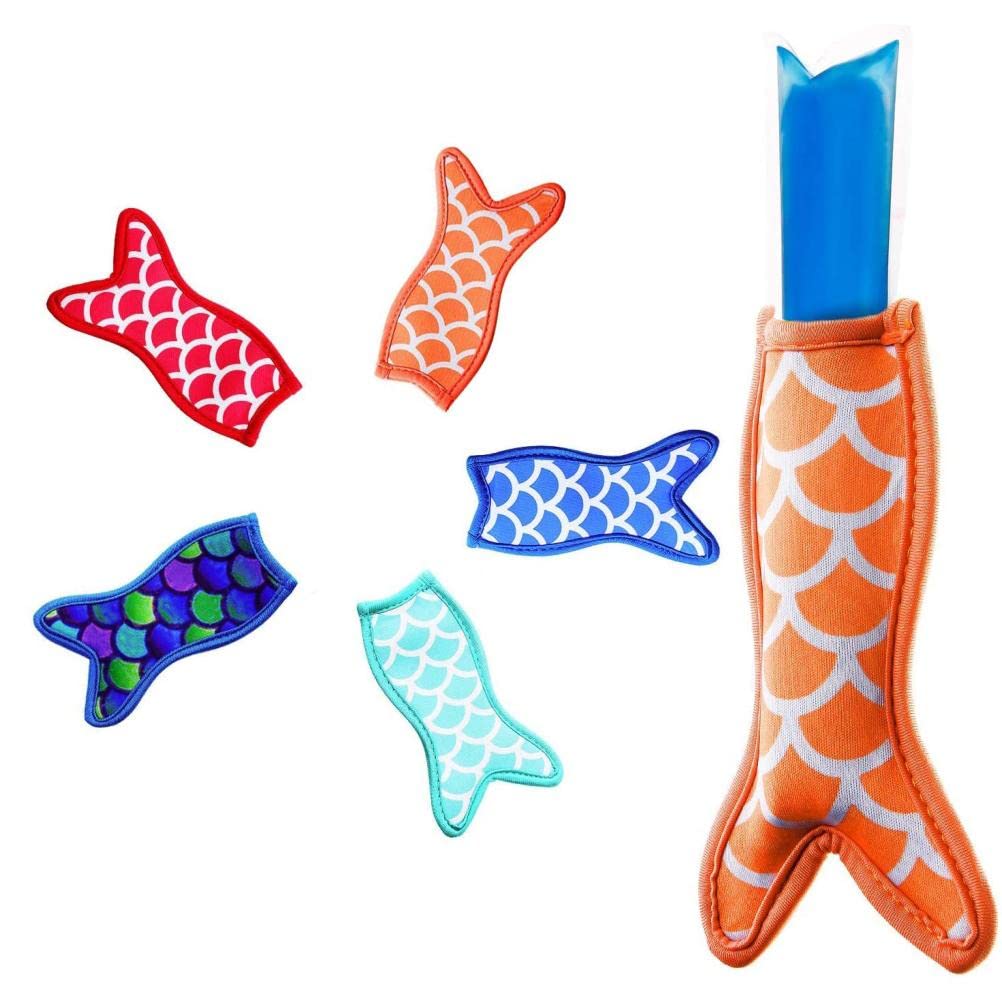 5 Pack Reusable Mermaid & Shark Ice Pop Holders - BPA-Free Silicone Popsicle Sleeves for Freezers, Coolers & Ice Chests - Fun Summer Treat Accessories for Kids, Parties & Beach Outings (Assorted Colors)