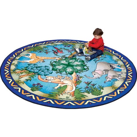 Soft and Cozy Animal Families Round Carpet - Non-Slip Nursery Rug for Kids Room, Playroom, and Baby Nursery Decor - Perfect for Playtime, Storytime, and Floor Activities
