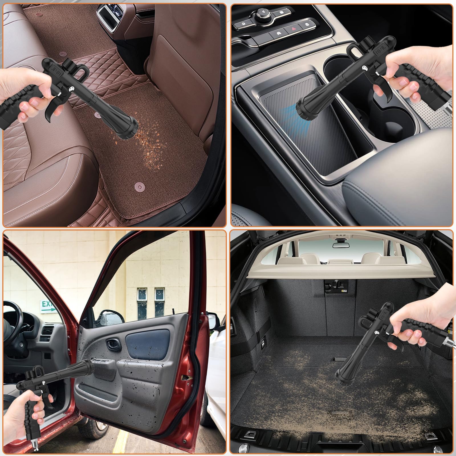 High Pressure Car Cleaning Gun with 2 Nozzles - Interior Car Detailing Air Blow Tool for Quick Dirt & Dust Removal - Compatible with Air Compressor - Perfect for Auto Detailing, Garage Cleaning & Vehicle Maintenance