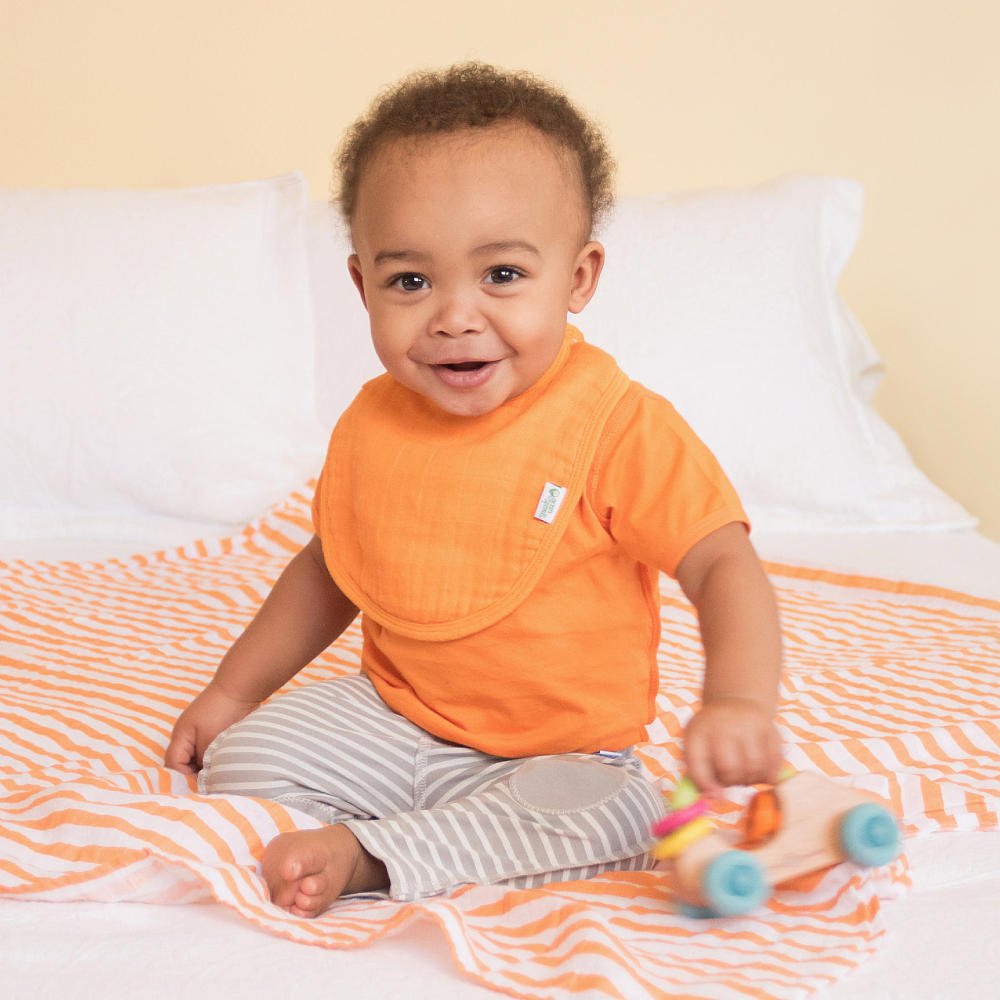 Organic Cotton Muslin Bibs for Babies (5-Pack) | 100% Soft & Absorbent 4-Layer Design | Adjustable Snap Closure | Machine Washable | Ideal for Feeding, Teething & Messy Playtime