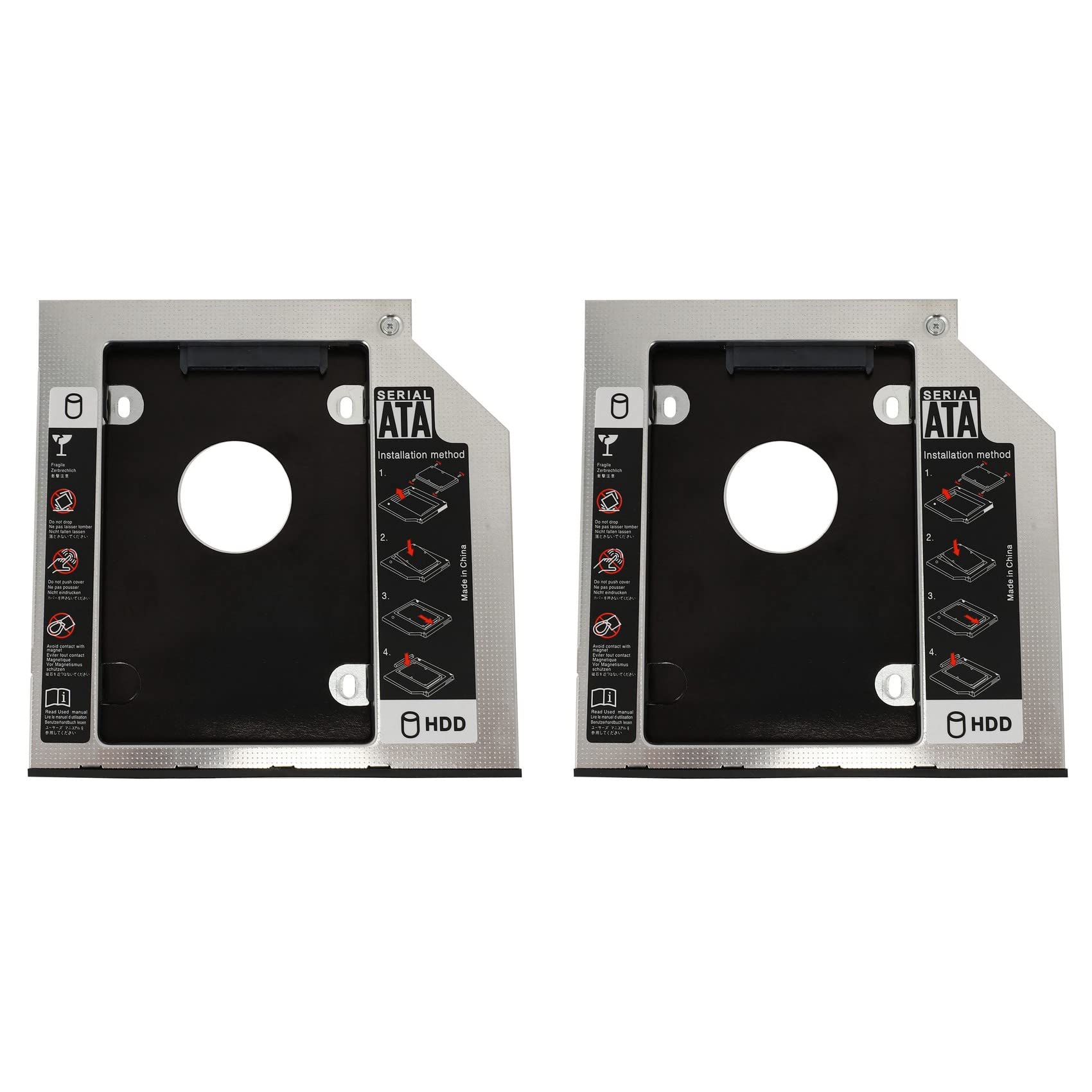 CYBUCH 2-Pack Universal 9.5mm SATA HDD/SSD Hard Drive Tray Enclosure - Compatible with 2.5