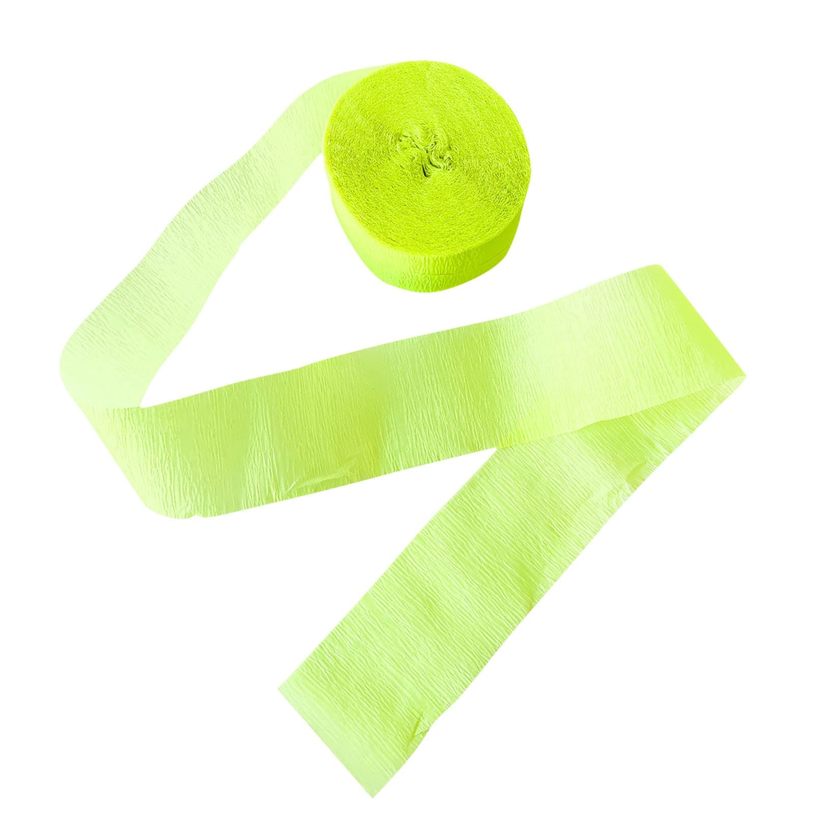 Glow in the Dark Crepe Paper Streamers - 5ft Fluorescent Neon Party Decorations for Wedding, Birthday, Prom, Dance & Photography Backdrops (Yellow, 1 Roll) | Perfect for Nighttime Events, Raves, and Glow-Themed Celebrations