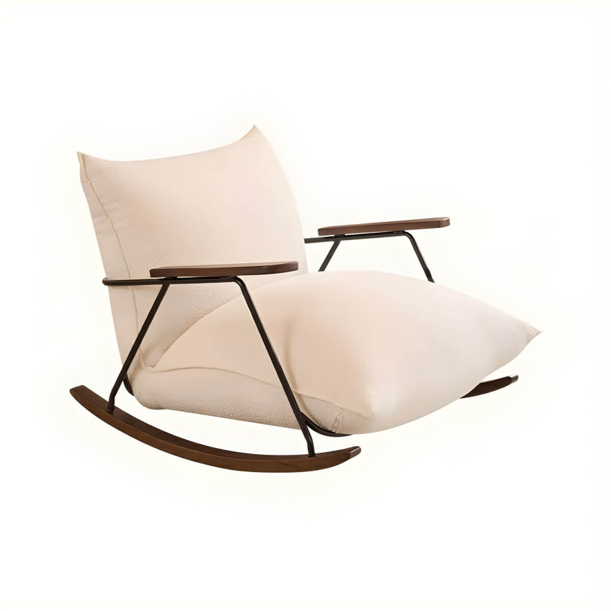 Modern Indoor Rocking Chair with Comfortable Pillow Back, Sturdy Track Arms & Black Legs - Perfect for Living Room, Nursery & Relaxation Spaces