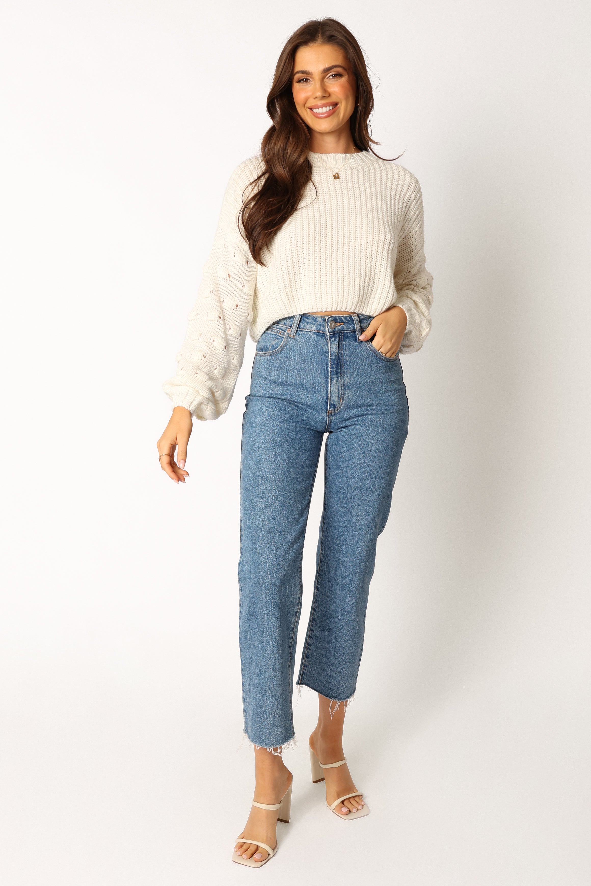 Catalina Polka Dot Knit Sweater for Women - Soft Textured Ivory Pullover | Perfect for Casual Outings & Cozy Fall Fashion