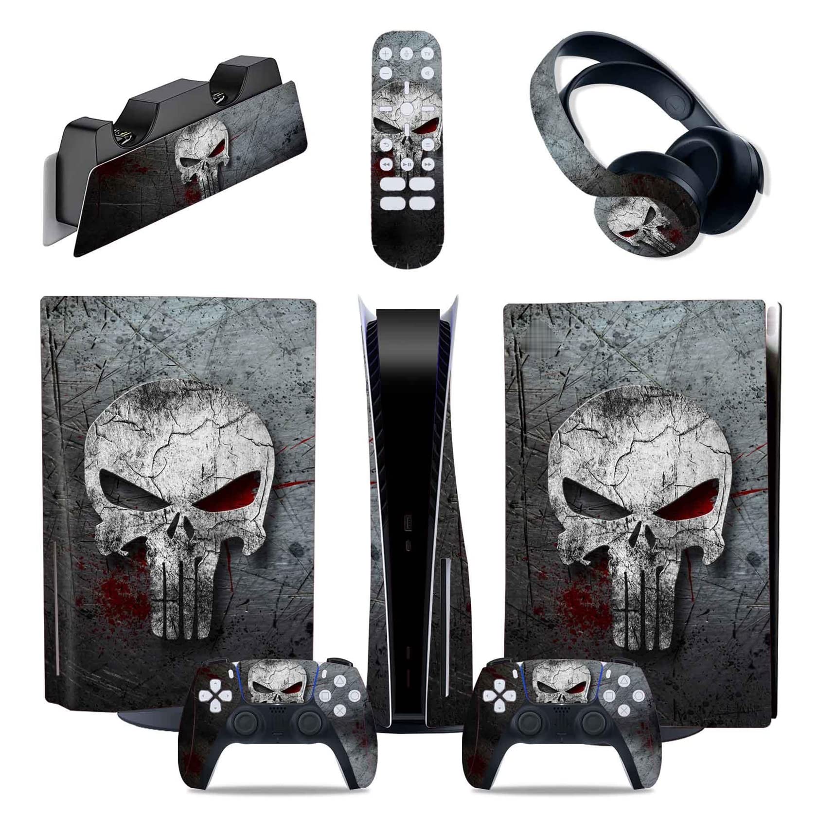 PS5 Console Sticker Vinyl Decal Cover - Compatible with Disc & Digital Edition, Controller, Charging Station, Headset & Media Remote - Bubble-Free, Scratch-Resistant (Digital Edition Size) - Perfect for Gaming Setup & Console Protection