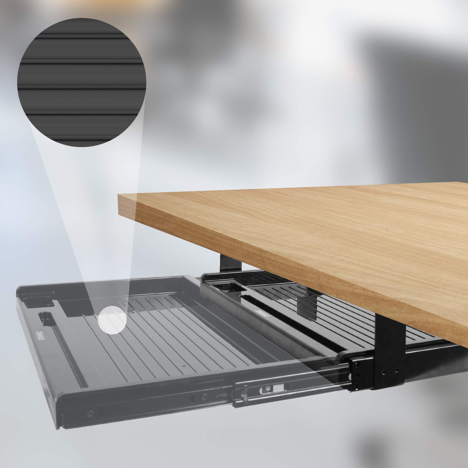 Duronic DKTSX2 Ergonomic Under Desk Keyboard Tray - Adjustable Pull-Out Drawer for Keyboard & Mouse, Improves Posture for Office & Home Workspace