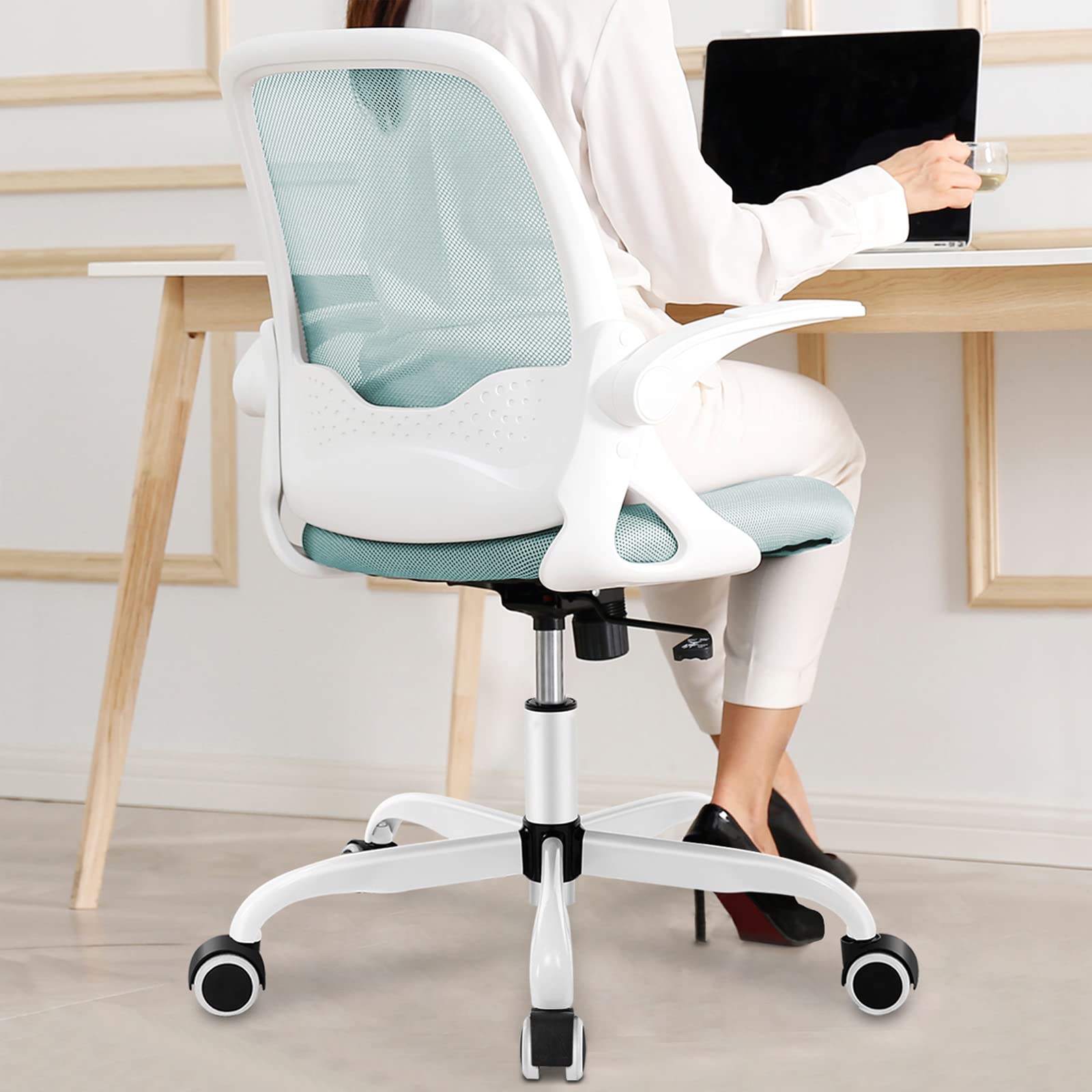 KERDOM Ergonomic Office Chair - Breathable Mesh Computer Desk Chair with Adjustable Height & Flip-Up Armrests - Comfortable Swivel Task Chair for Home Office, Gaming & Workspace