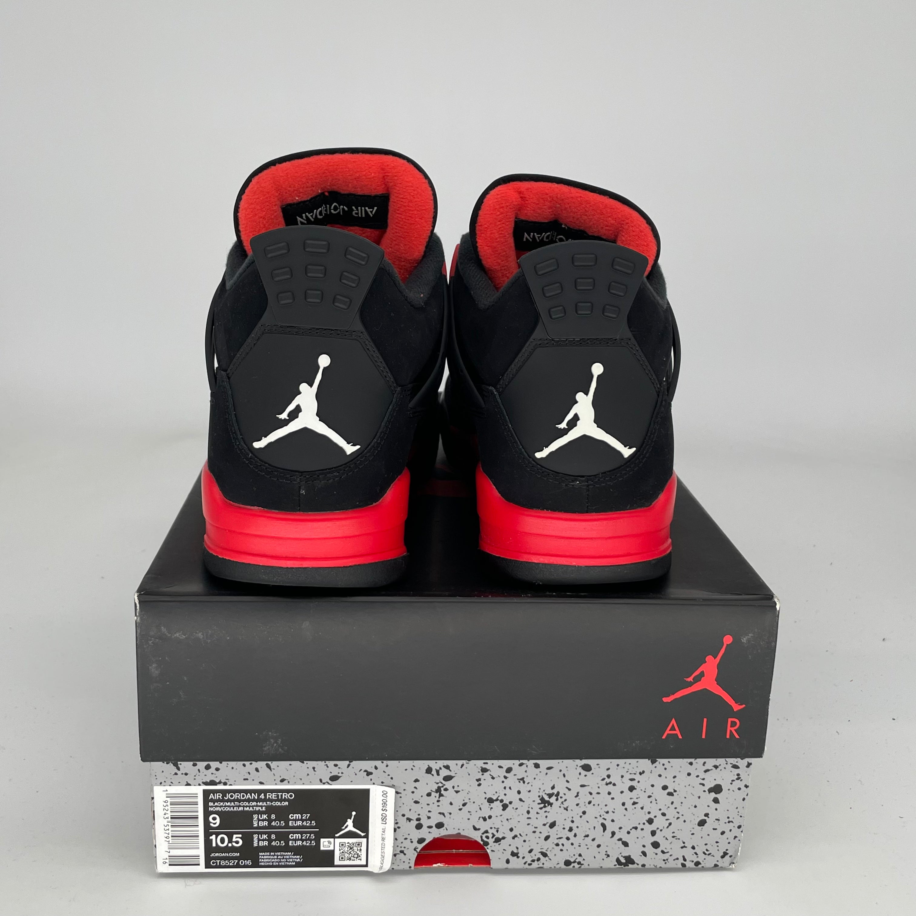 AIR JORDAN 4 RED THUNDER Men's Basketball Shoes Size 9 - Retro Style Sneakers for Running, Gym & Streetwear Fashion (CT8527-016)