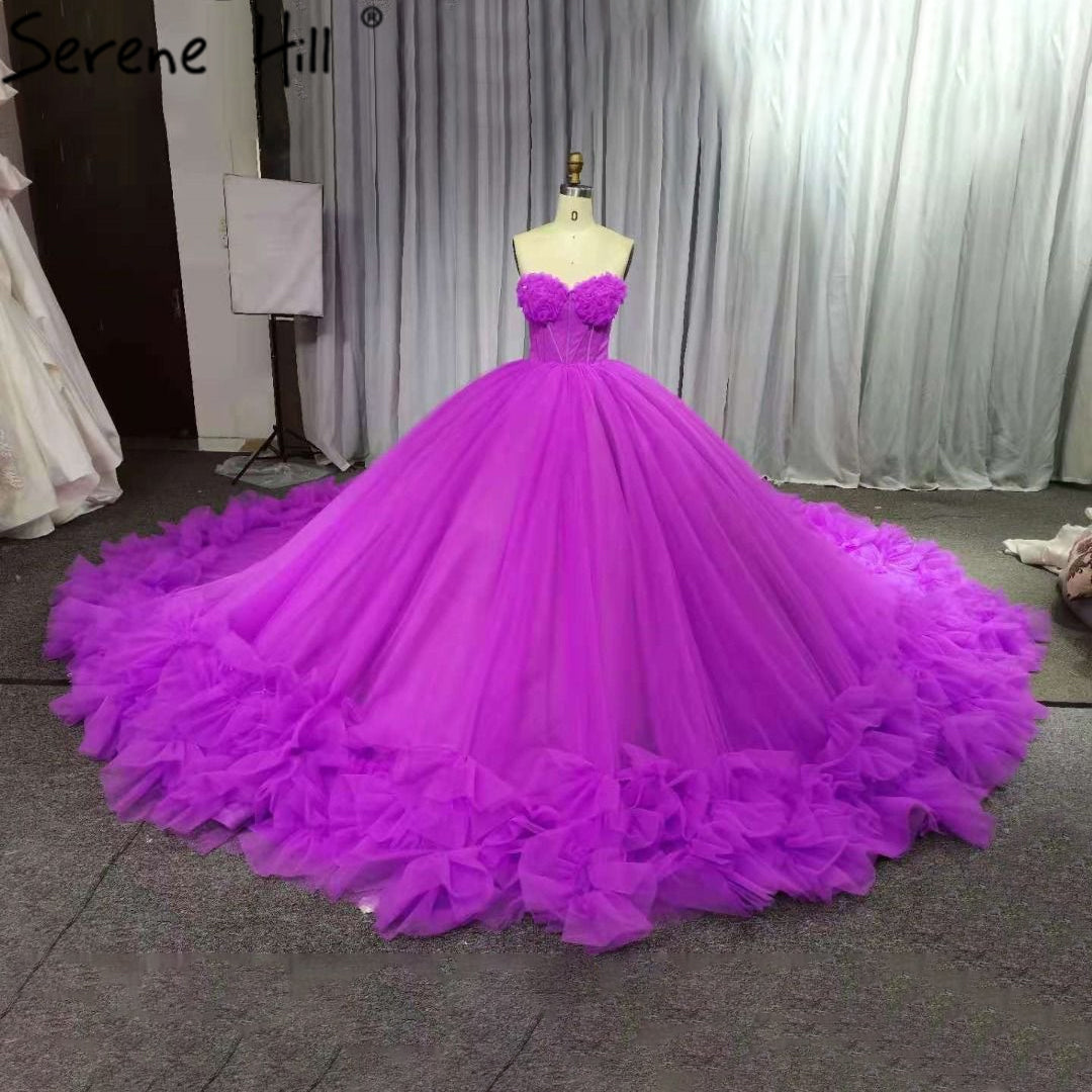 Serene Hill Fuchsia Puffy Sleeveless Tulle Wedding Dress 2025 - Sexy Luxe Bridal Gown for Romantic Ceremonies & Photoshoots HA2486