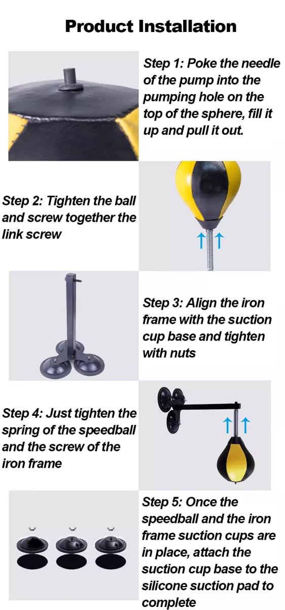 DOCIM Punching Bag - Boxing Speed Bag with Wall Mount & Suction Cups - Home Gym Equipment for Boxing Training, MMA, Cardio Workout - Perfect for Home Fitness, Garage Gym & Martial Arts Practice