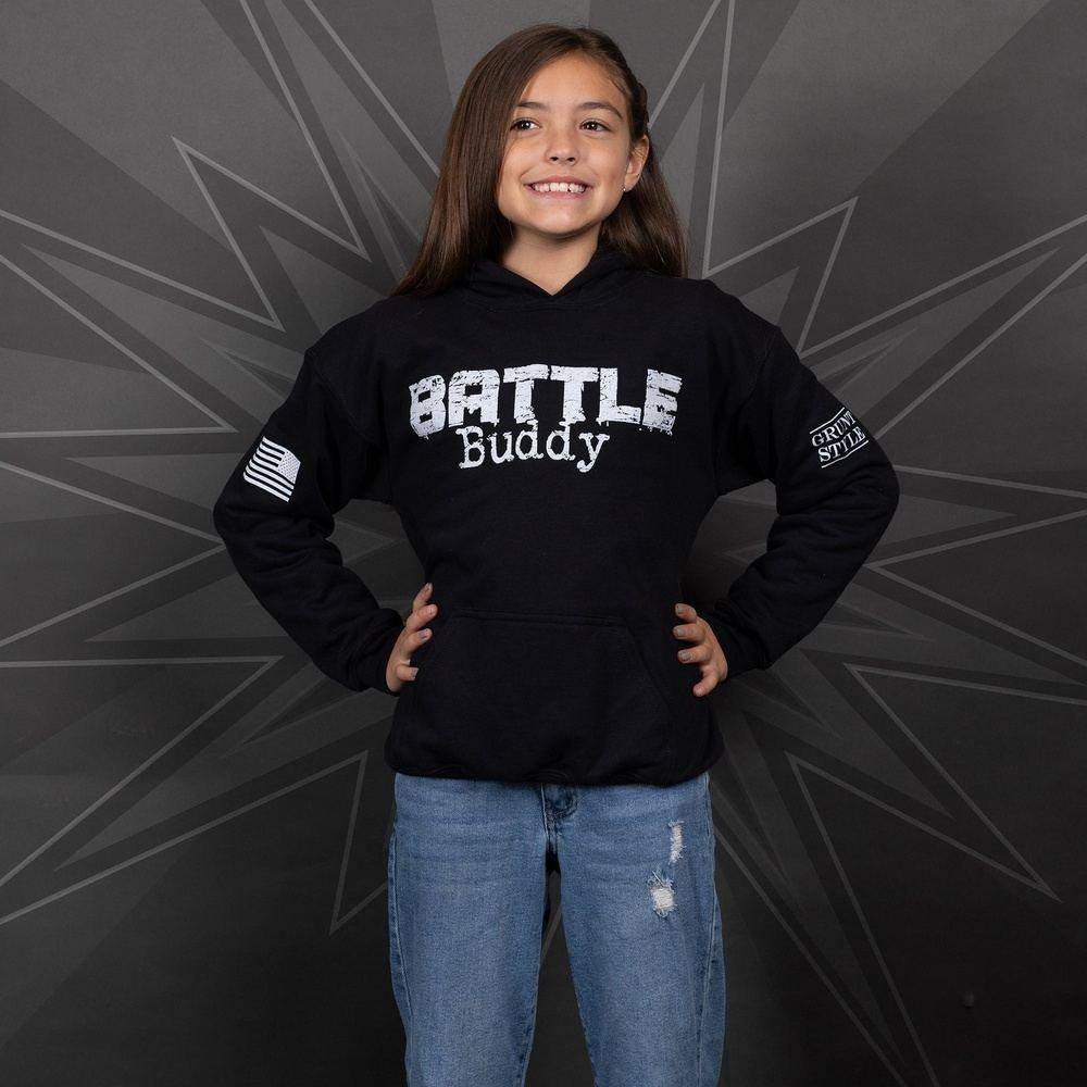 Youth Battle Buddy Hoodie - Black | Comfortable & Stylish Pullover for Teens | Perfect for School, Sports & Outdoor Activities