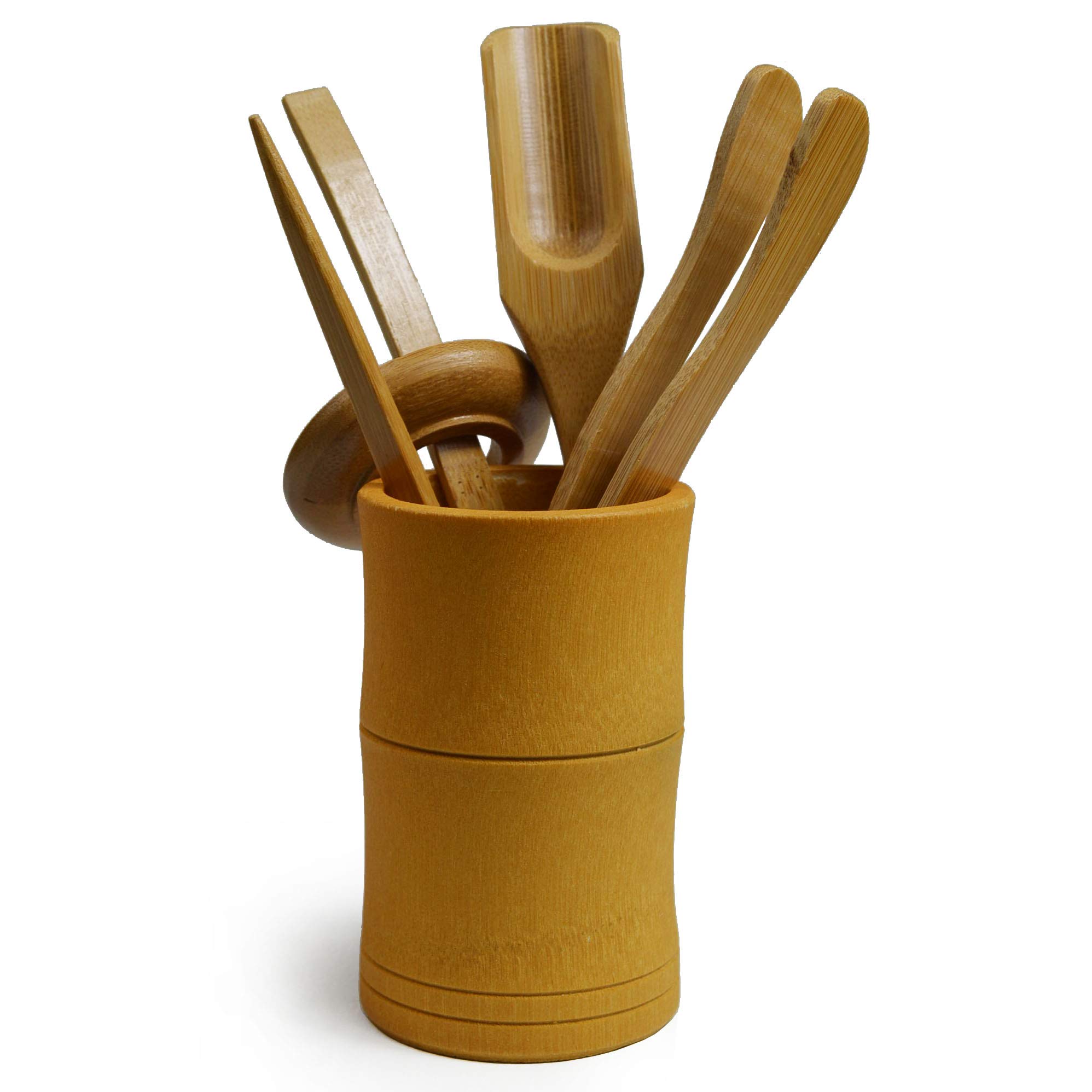 Premium Bamboo GongFu Tea Tools Set - Tea Scoop, Tongs, Tea Needle & Funnel - Traditional Chinese Tea Ceremony Accessories for Brewing Oolong, Pu-erh & Loose Leaf Teas - Perfect for Home Tea Sessions & Gift Giving