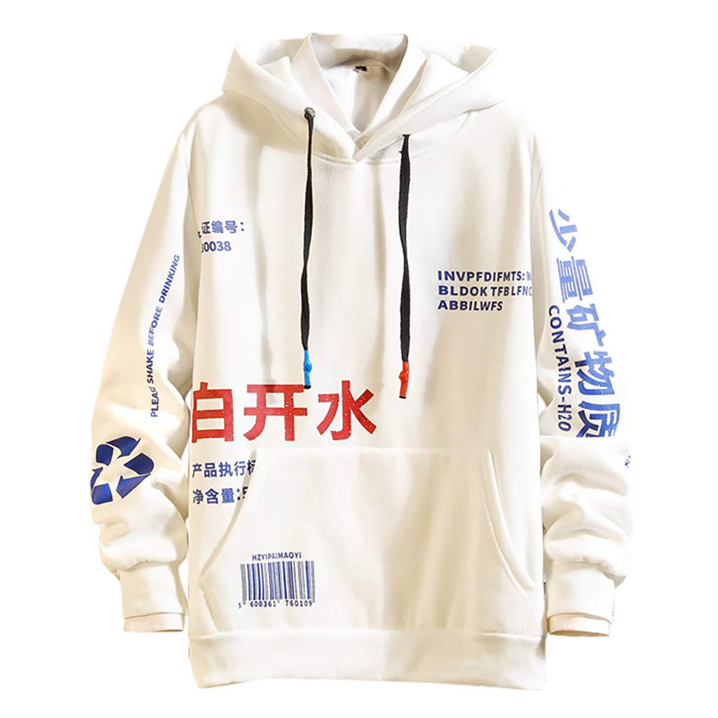 Men's Casual Hoodie Sweatshirt with Patchwork Sleeves & Printing - Long Sleeve Polyester Pullover for Streetwear, Loungewear & Outdoor Activities