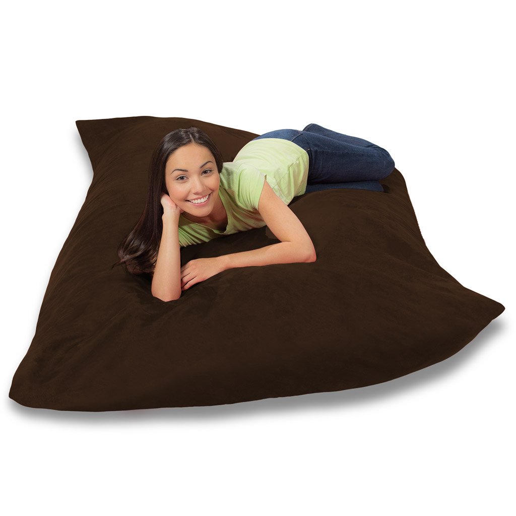 Premium Memory Foam Bean Bag Chair - Chocolate Brown Micro Suede Fabric | Ultra Comfortable Lounge Seat for Living Room, Bedroom, Dorm & Game Room