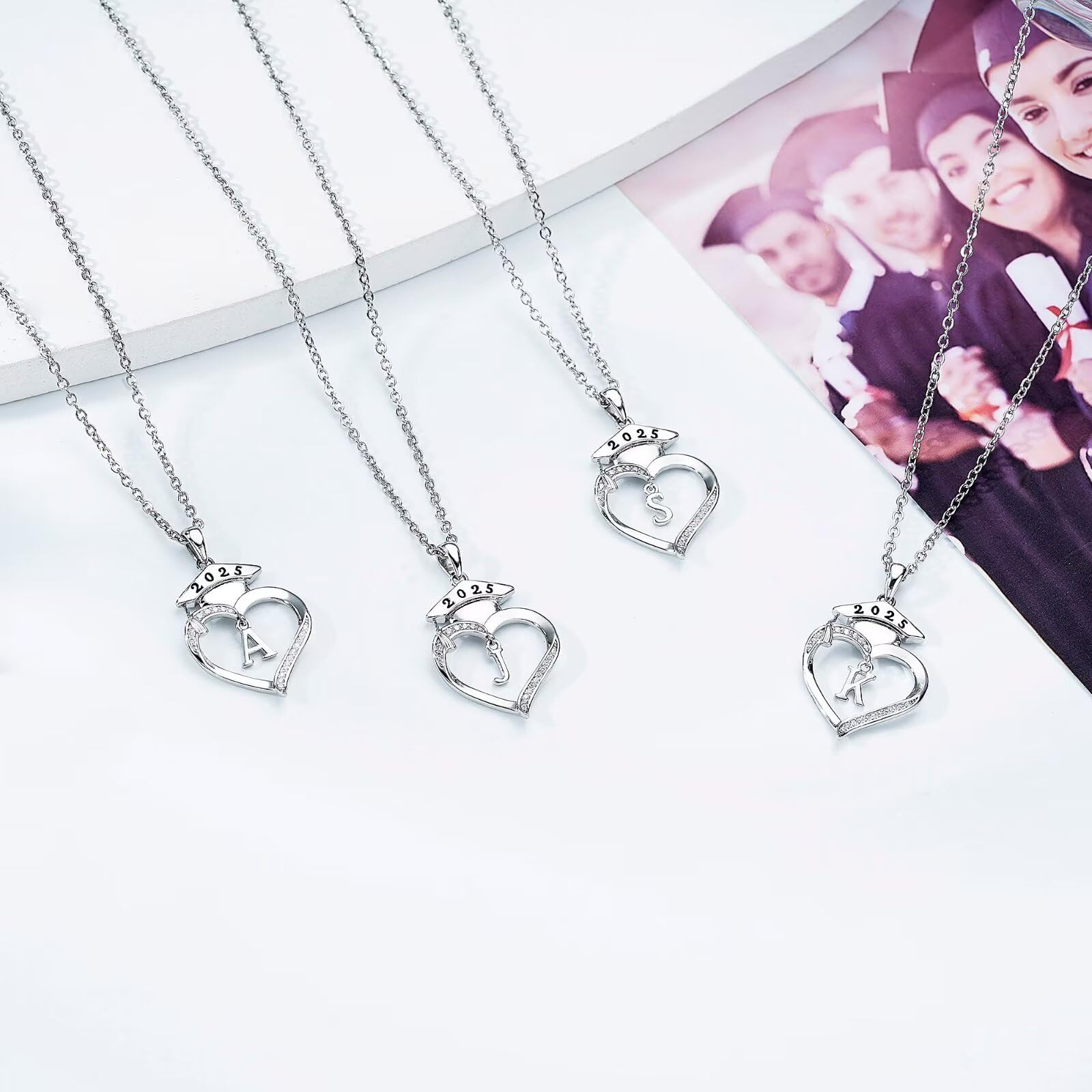 2025 Graduation Gifts for Women - Personalized 925 Sterling Silver Heart Initial Necklace | Thoughtful College Graduation Present for Her | Perfect for Commencement Ceremonies, Graduation Parties & Special Occasions