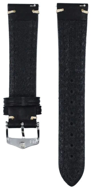Hirsch Liberty Black 24mm Genuine Leather Watch Band - Premium Replacement Strap for Smartwatches & Classic Timepieces | Perfect for Business, Casual & Formal Occasions